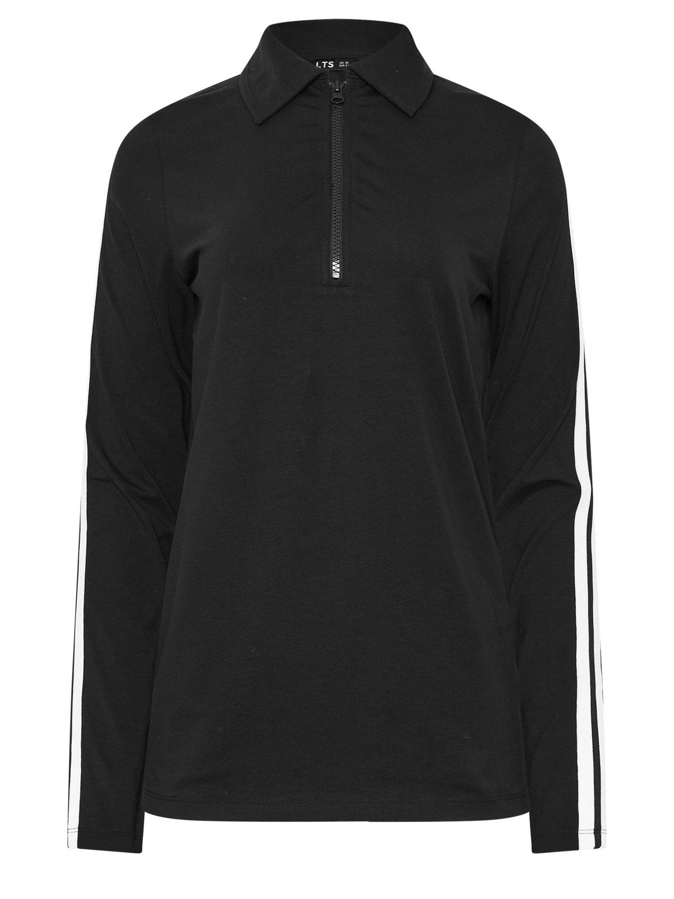 Image 5 of 5 of Long Tall Sally Tall Half Zip Side Stripe Top - Black