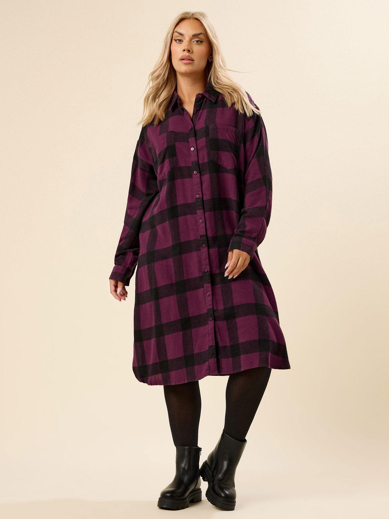 undefined Curve Longline Check Shirt - Red
