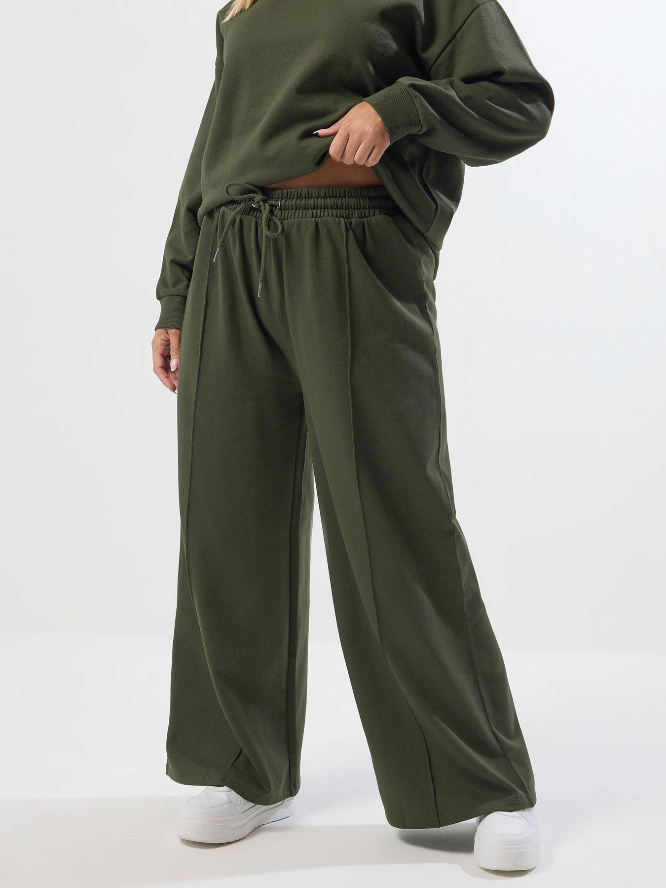 Image 1 of 5 of Yours Curve Wide Leg Jogger - Green