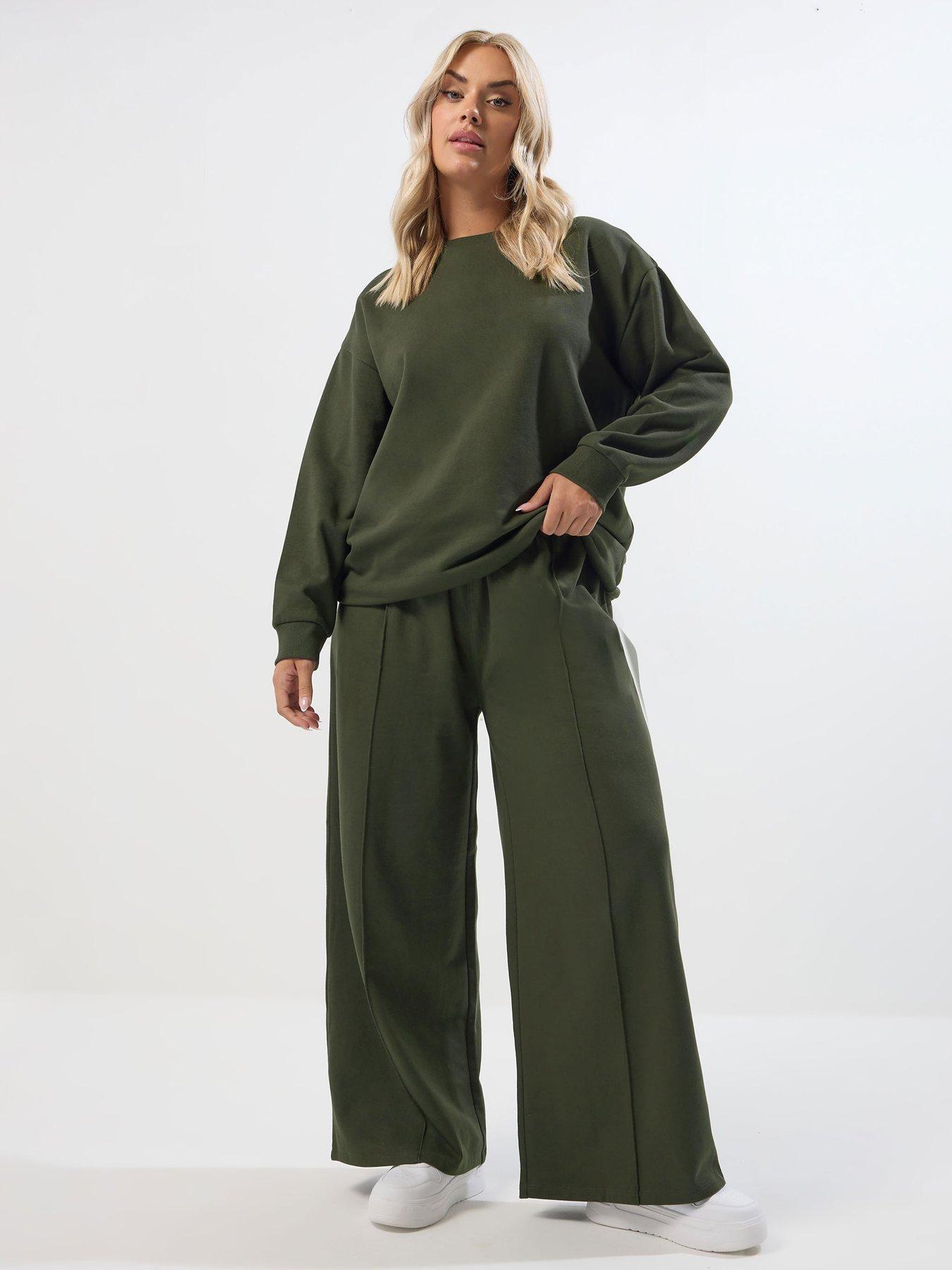 Image 3 of 5 of Yours Curve Wide Leg Jogger - Green