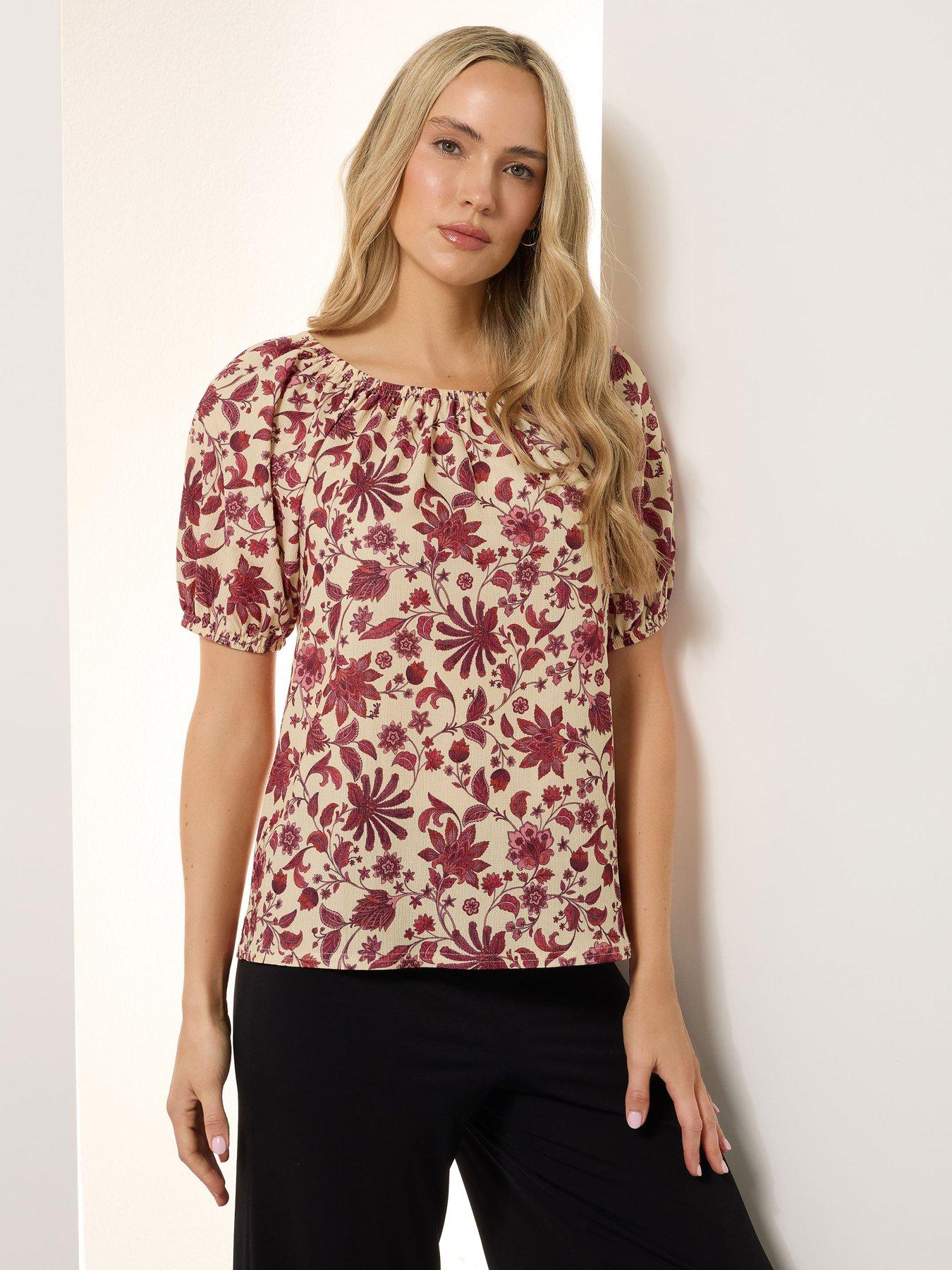 undefined Tall Floral Gypsy Top - Ivory