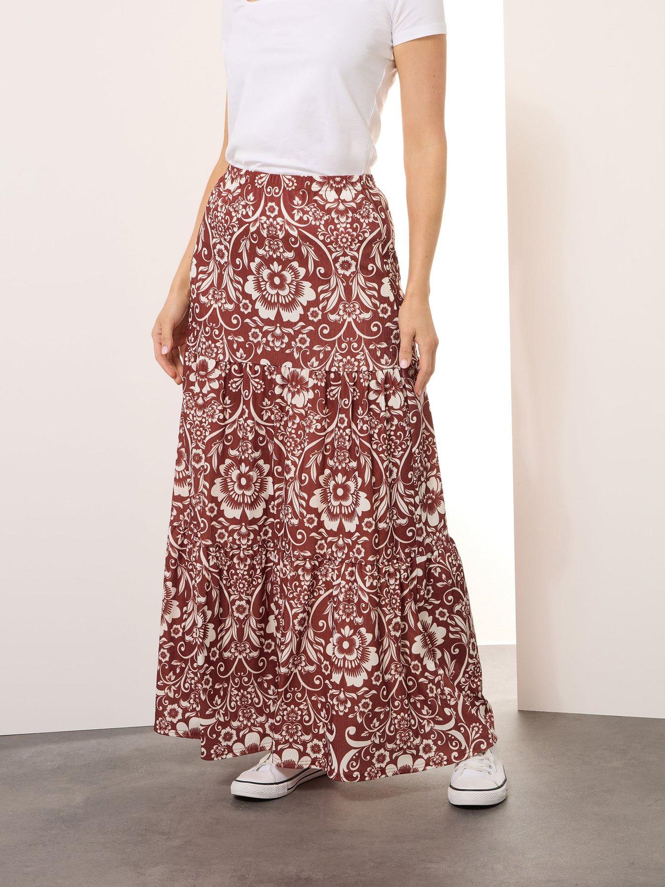 undefined Tall Floral Tiered Maxi Skirt