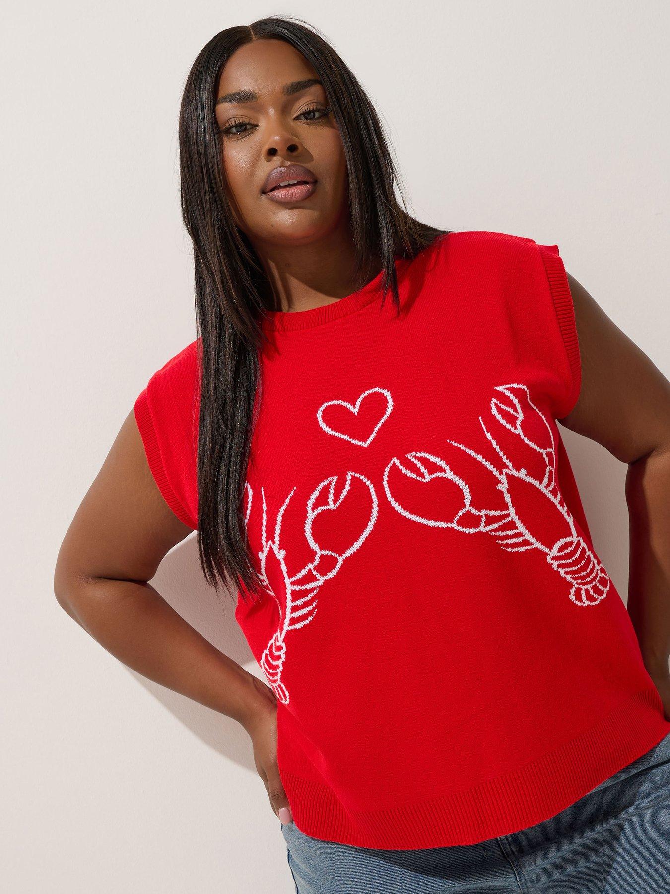 undefined Curve Lobster Knitted Tank Vest - Red