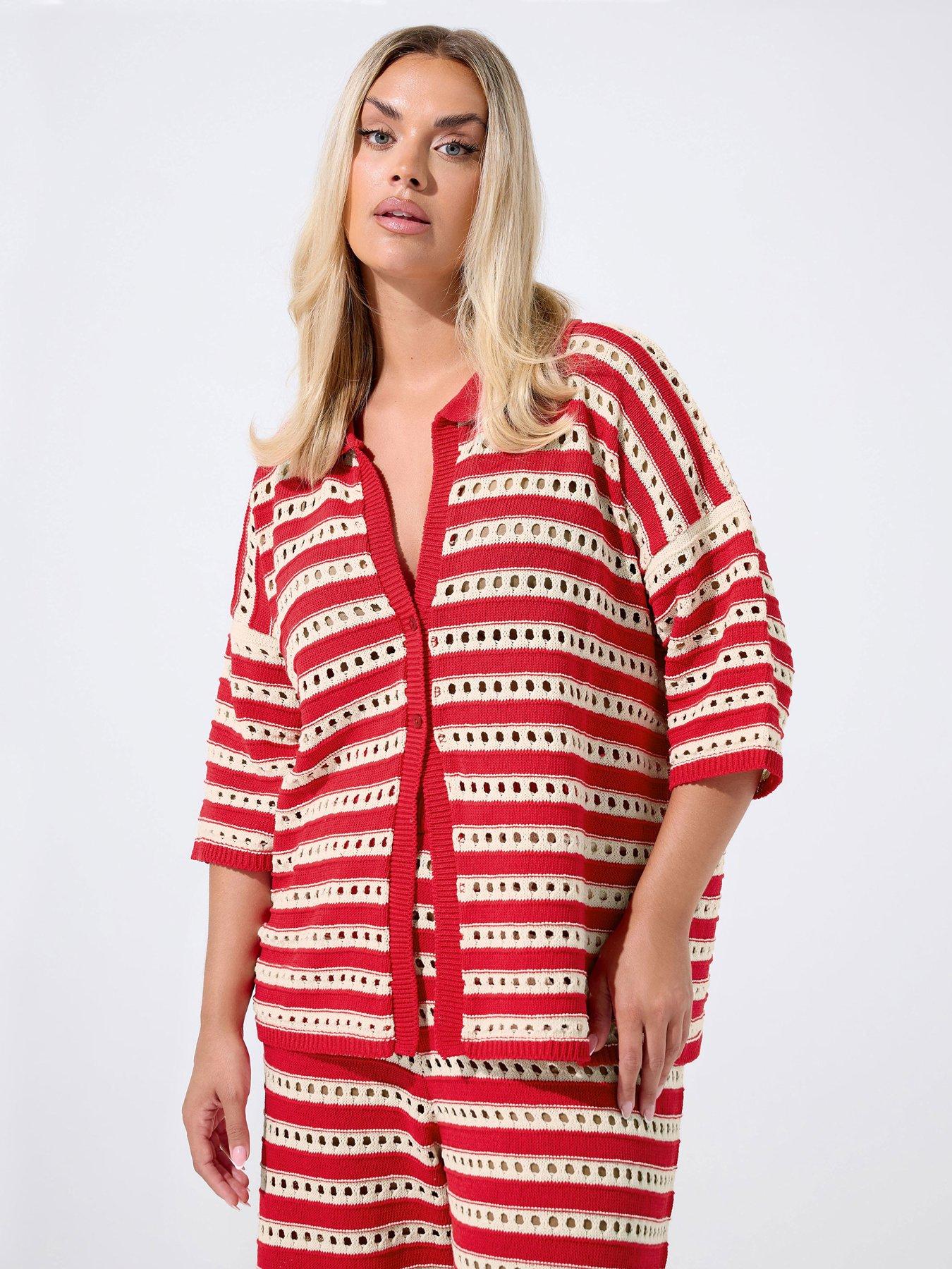 undefined Curve Knitted Shirt - Red
