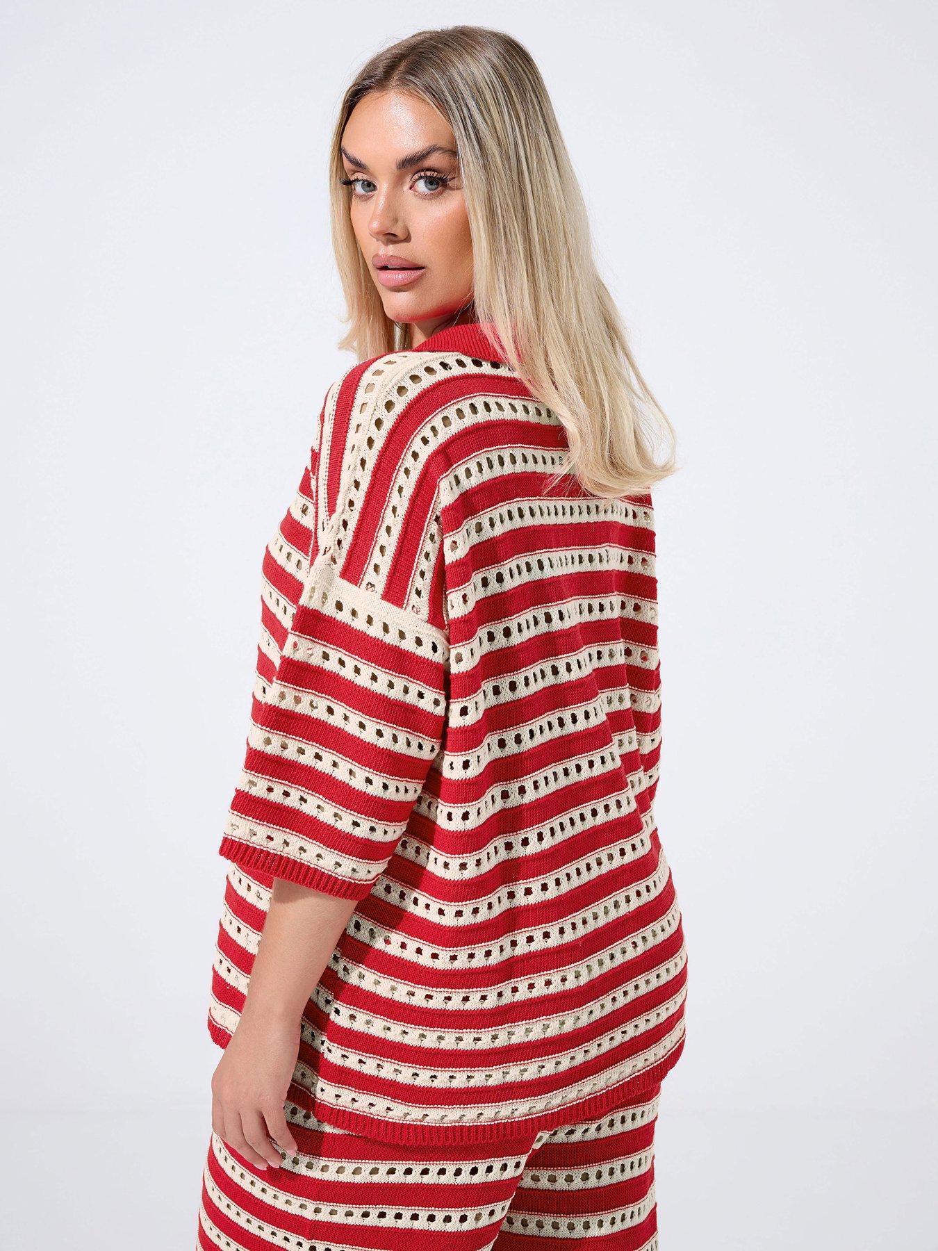 Image 2 of 4 of Yours Curve Knitted Shirt - Red