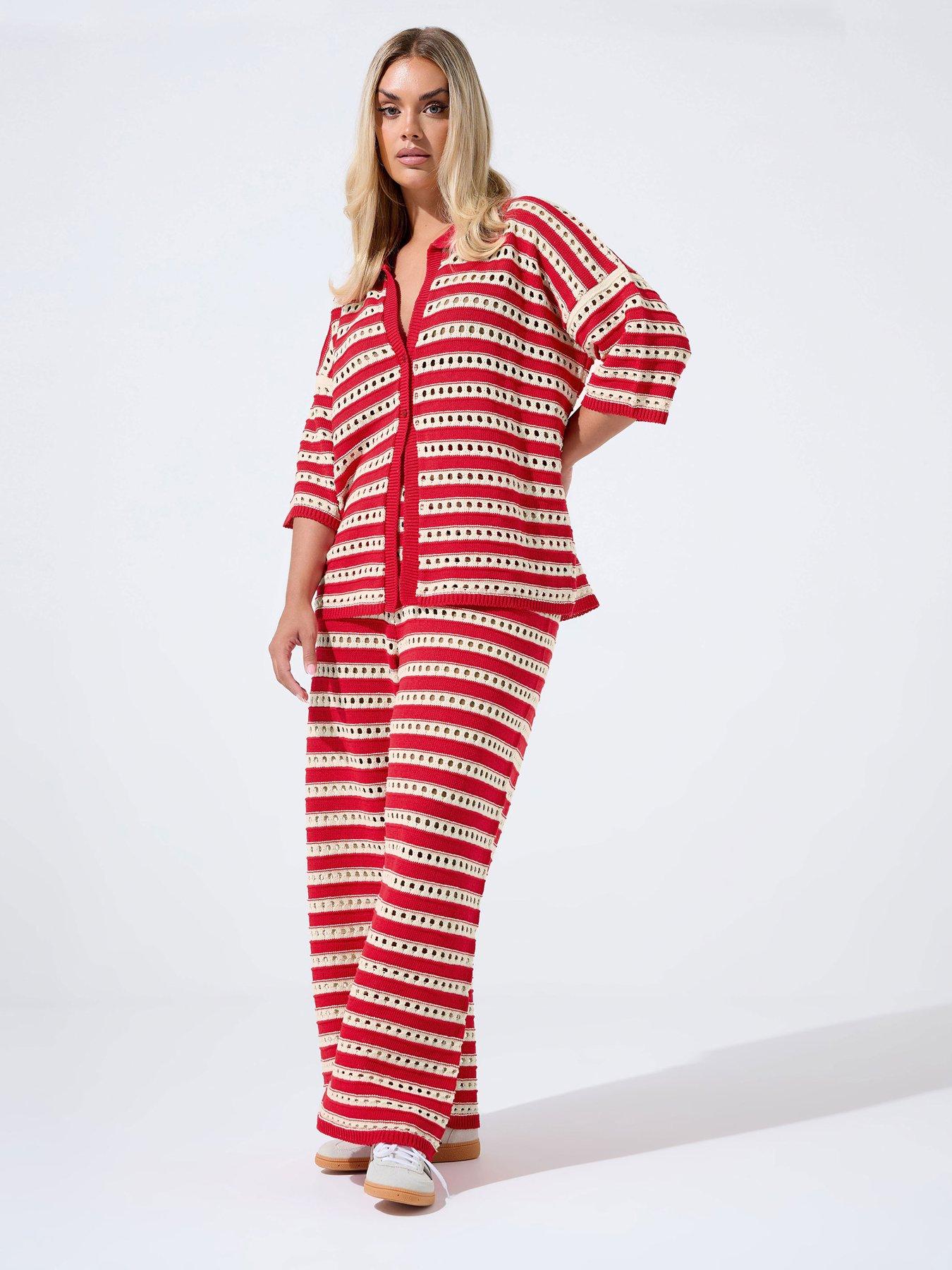 Image 3 of 4 of Yours Curve Knitted Shirt - Red