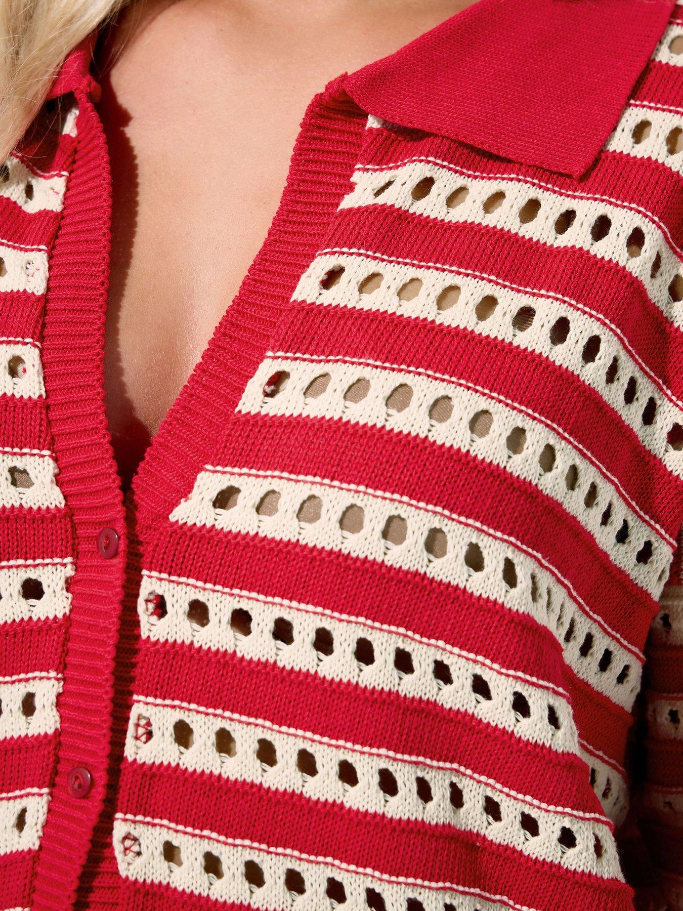 Image 4 of 4 of Yours Curve Knitted Shirt - Red