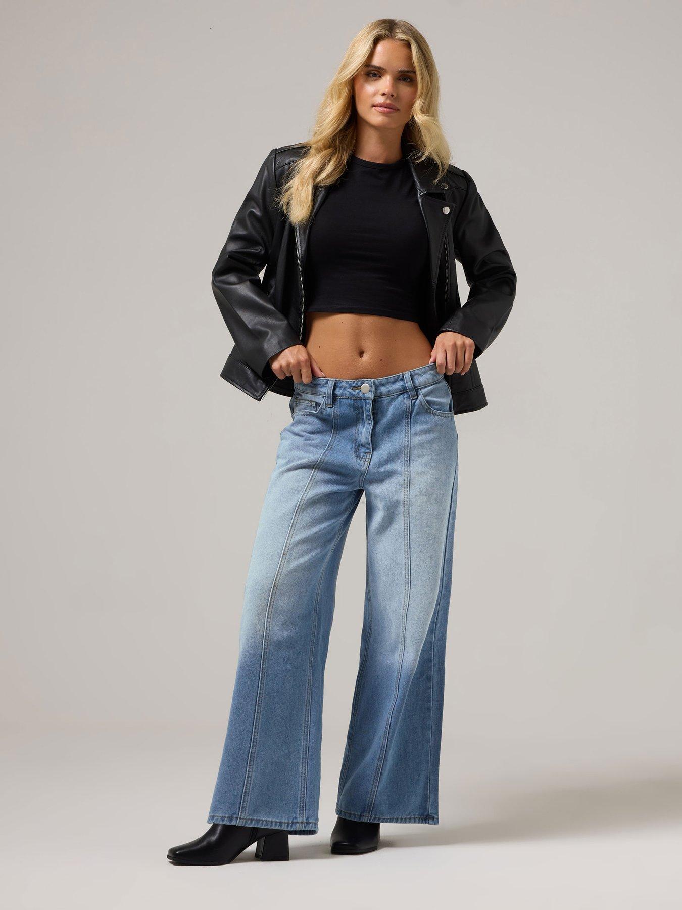 Image 3 of 4 of PixieGirl Petite Seam Front Wide Leg Jean - Blue