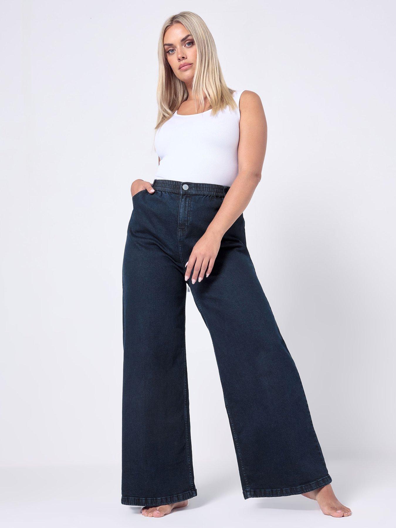 undefined Curve Wide Leg Slouchy Jean - Blue