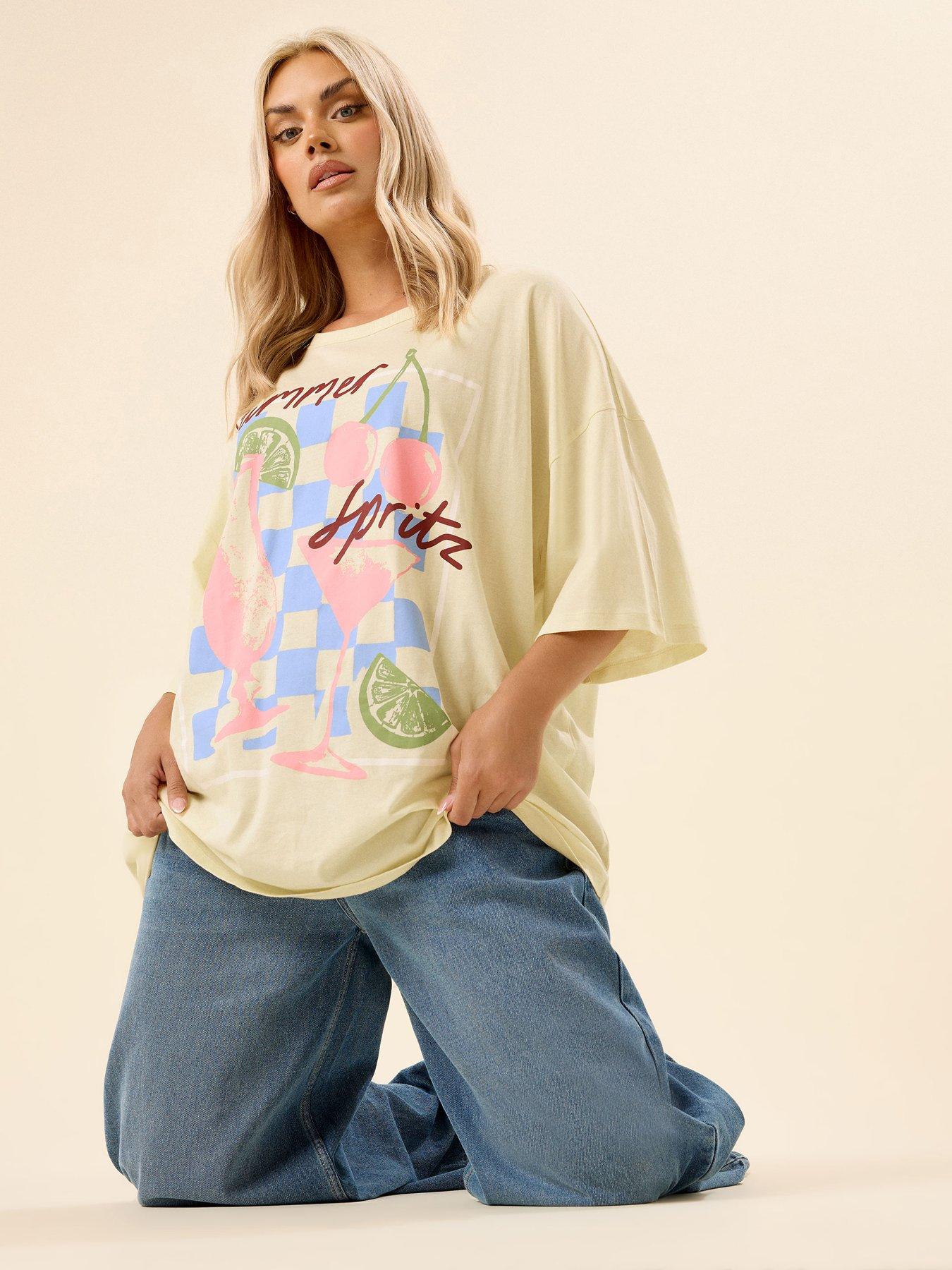 undefined Curve Oversized Boxy T-Shirt - Yellow