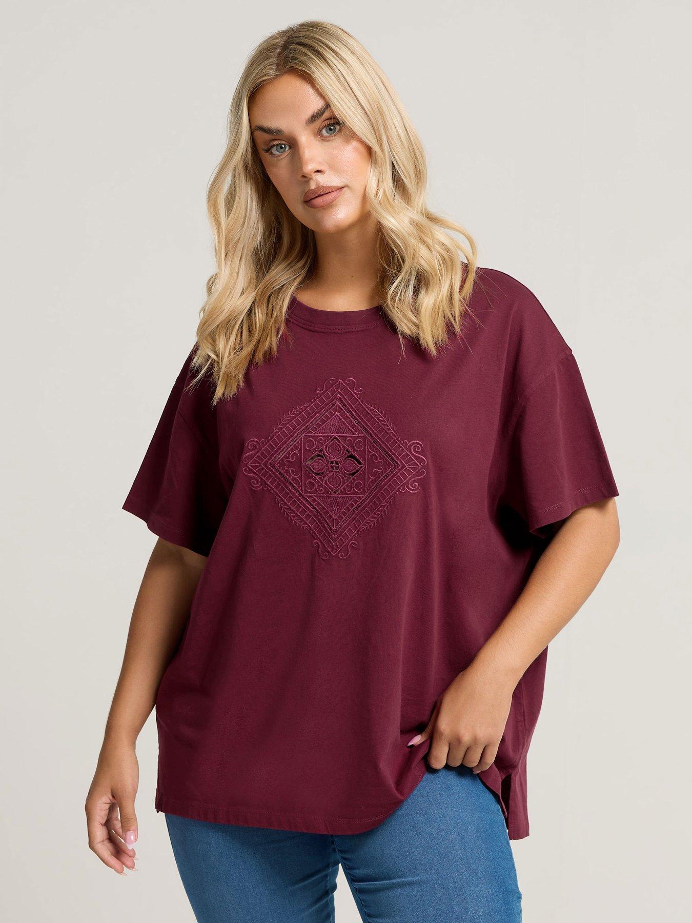Image 1 of 4 of Yours Curve Western Boho Diamond Top - Red