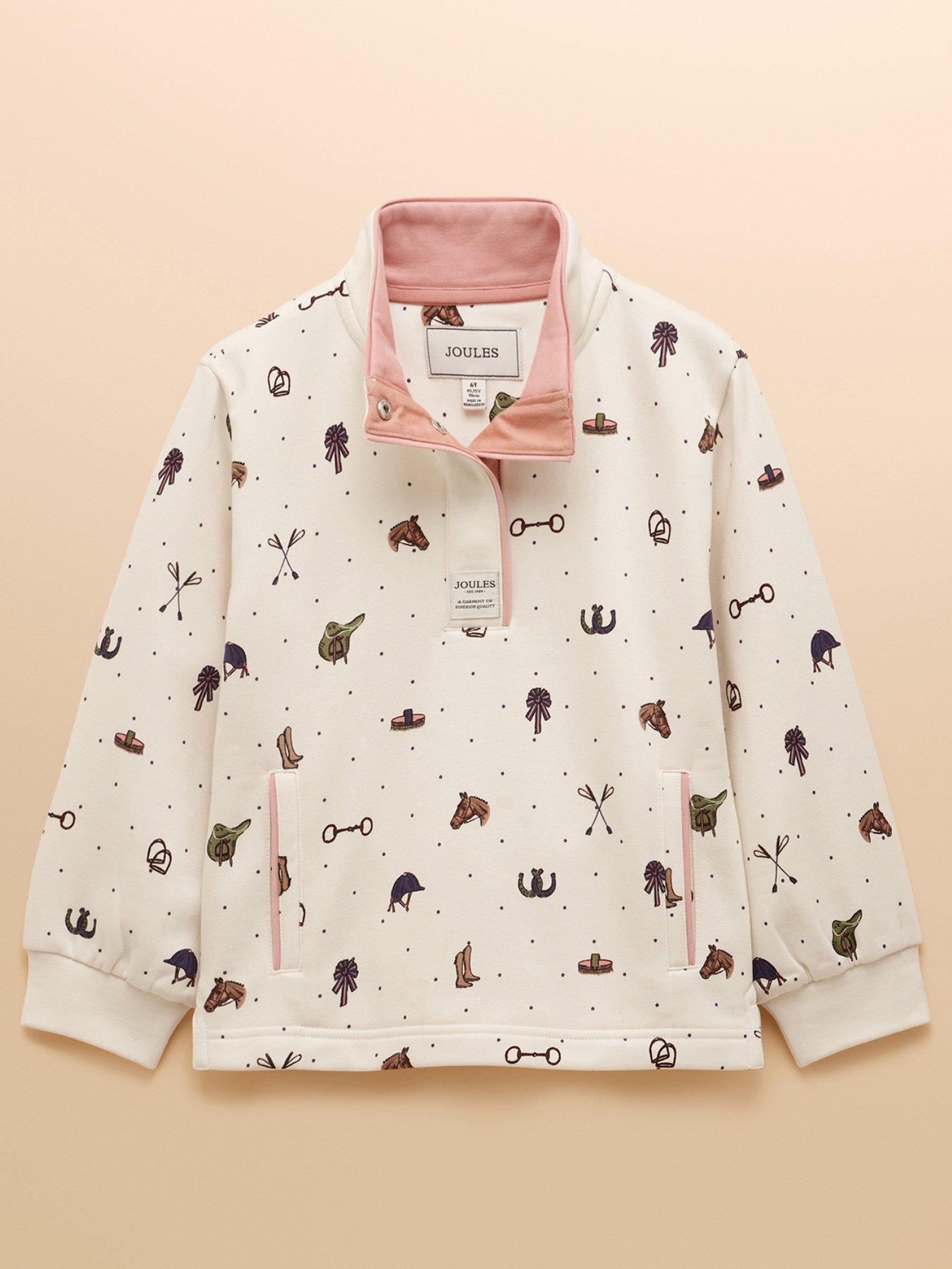 undefined Girls Burnham Horse Print Sweat - Cream