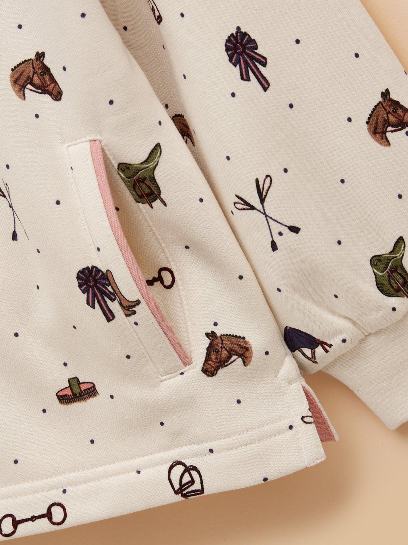 Image 3 of 4 of Joules Girls Burnham Horse Print Sweat - Cream
