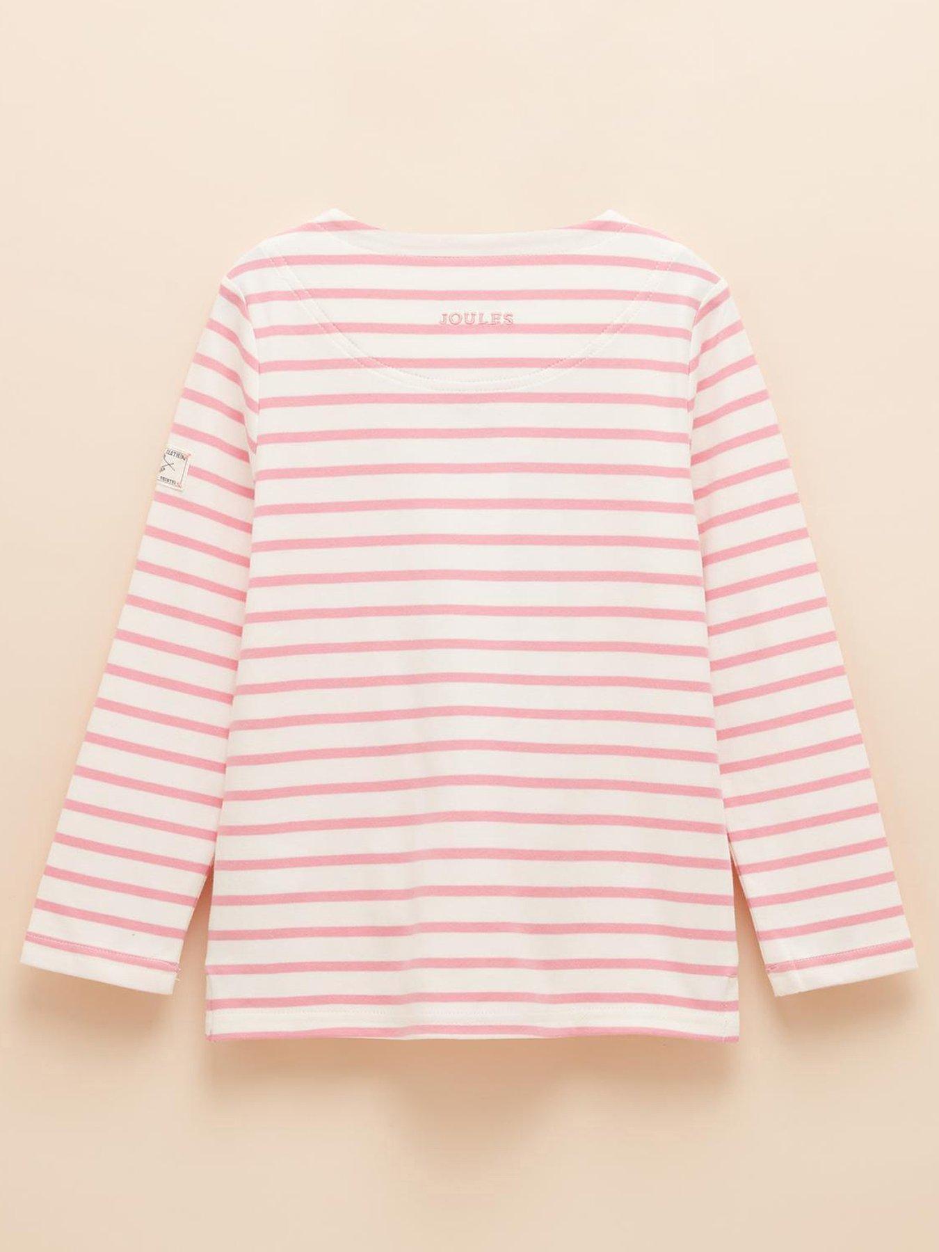  image of joules-girls-harbour-stripe-long-sleeve-t-shirt-pink