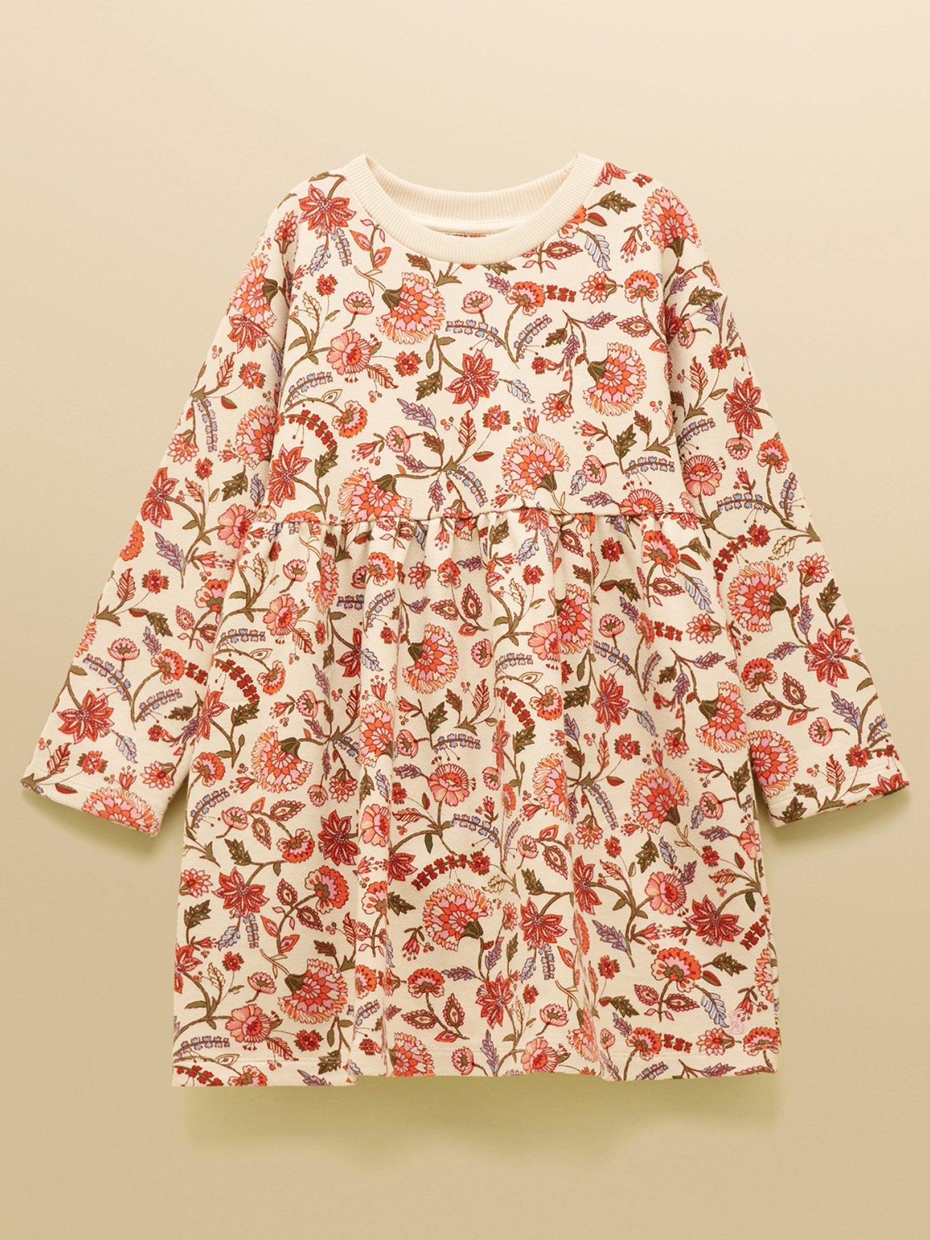 undefined Girls Emma Long Sleeve Floral Dress - Cream