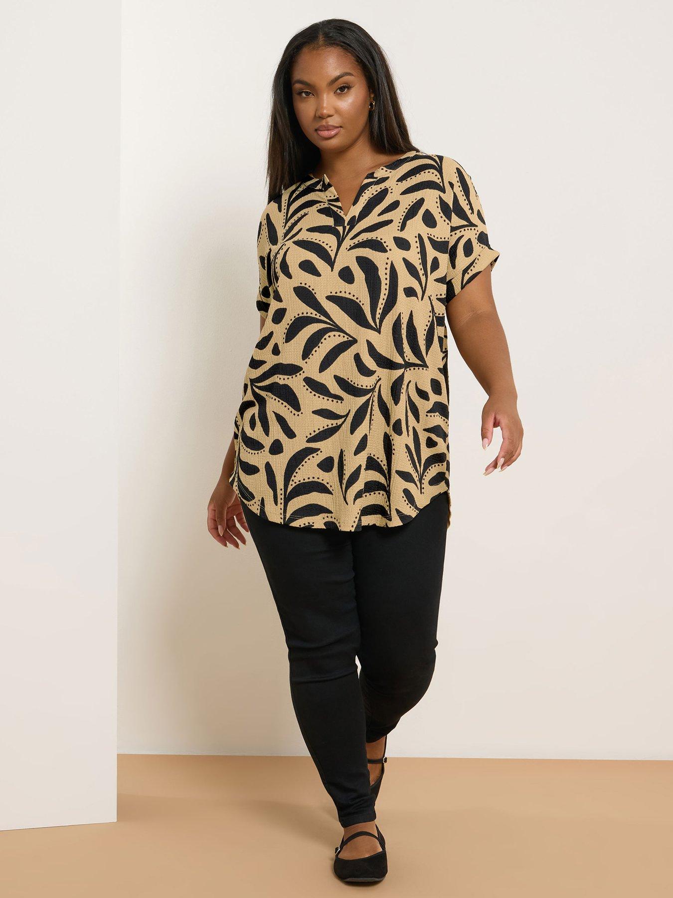 Yours Curve Notch Neck Texture Top - Natural | Littlewoods