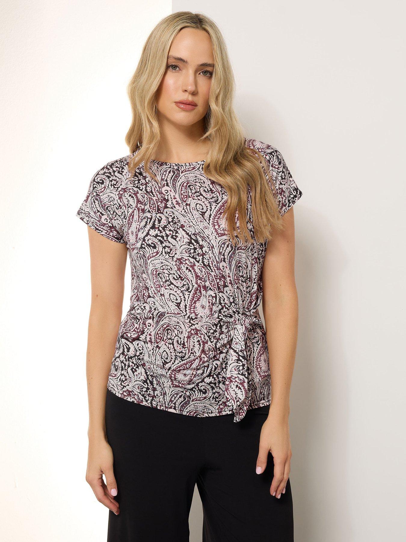 undefined Tall Paisley Side Tie Top - Black