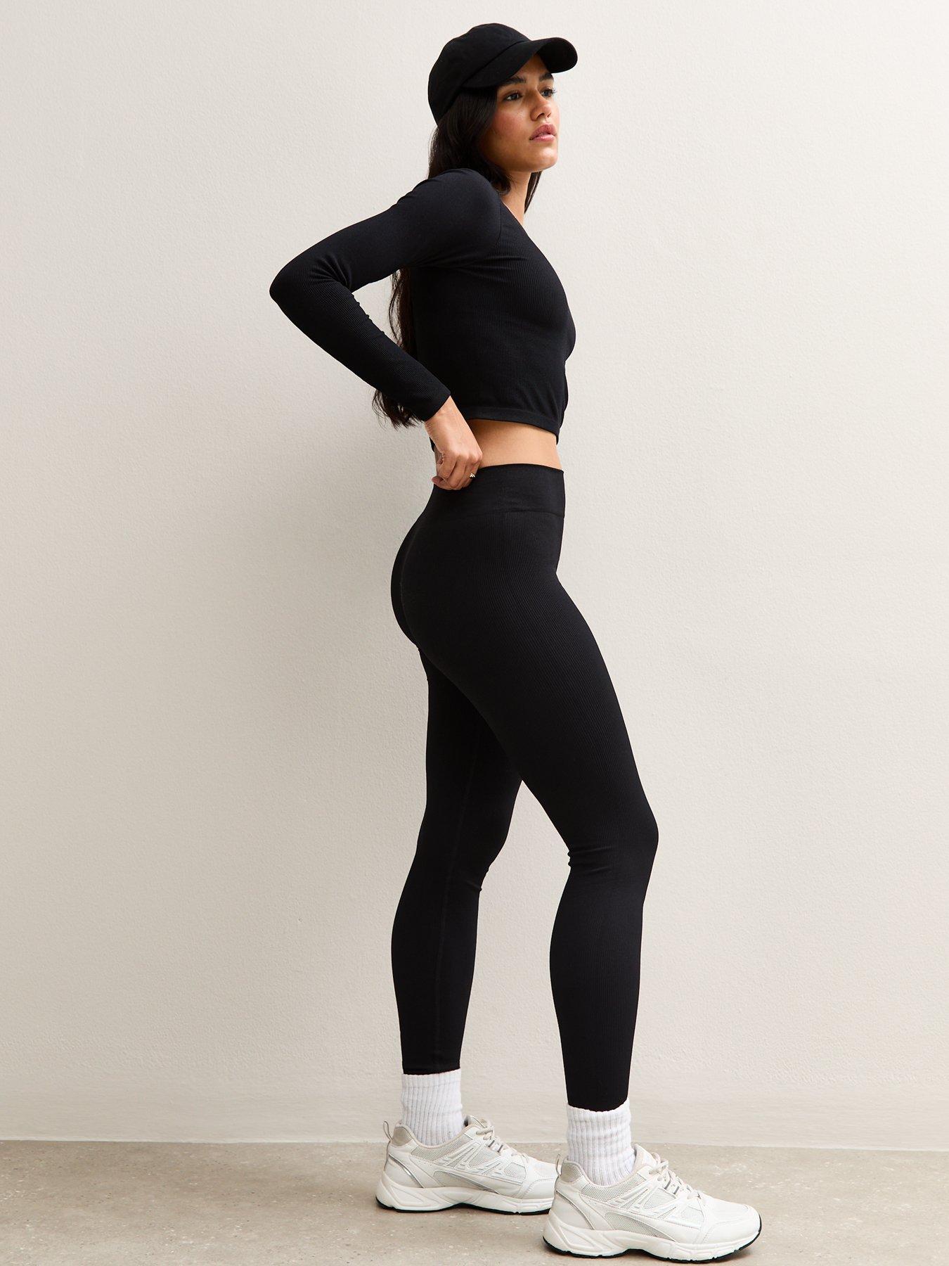  image of new-look-seamless-ribbed-jersey-leggings-black