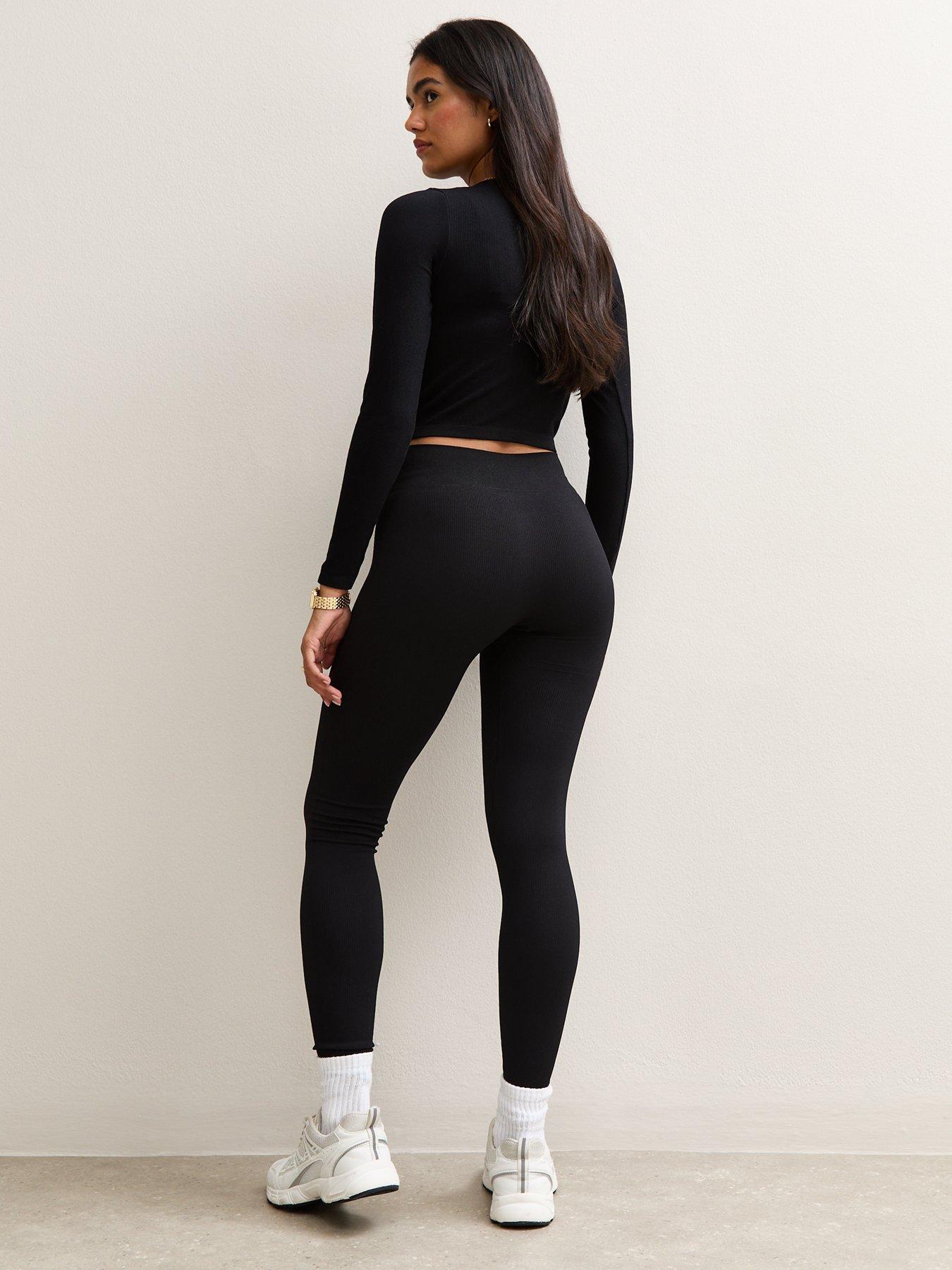  image of new-look-seamless-ribbed-jersey-leggings-black