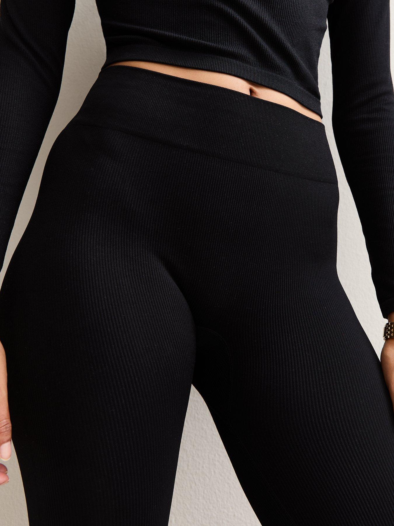  image of new-look-seamless-ribbed-jersey-leggings-black