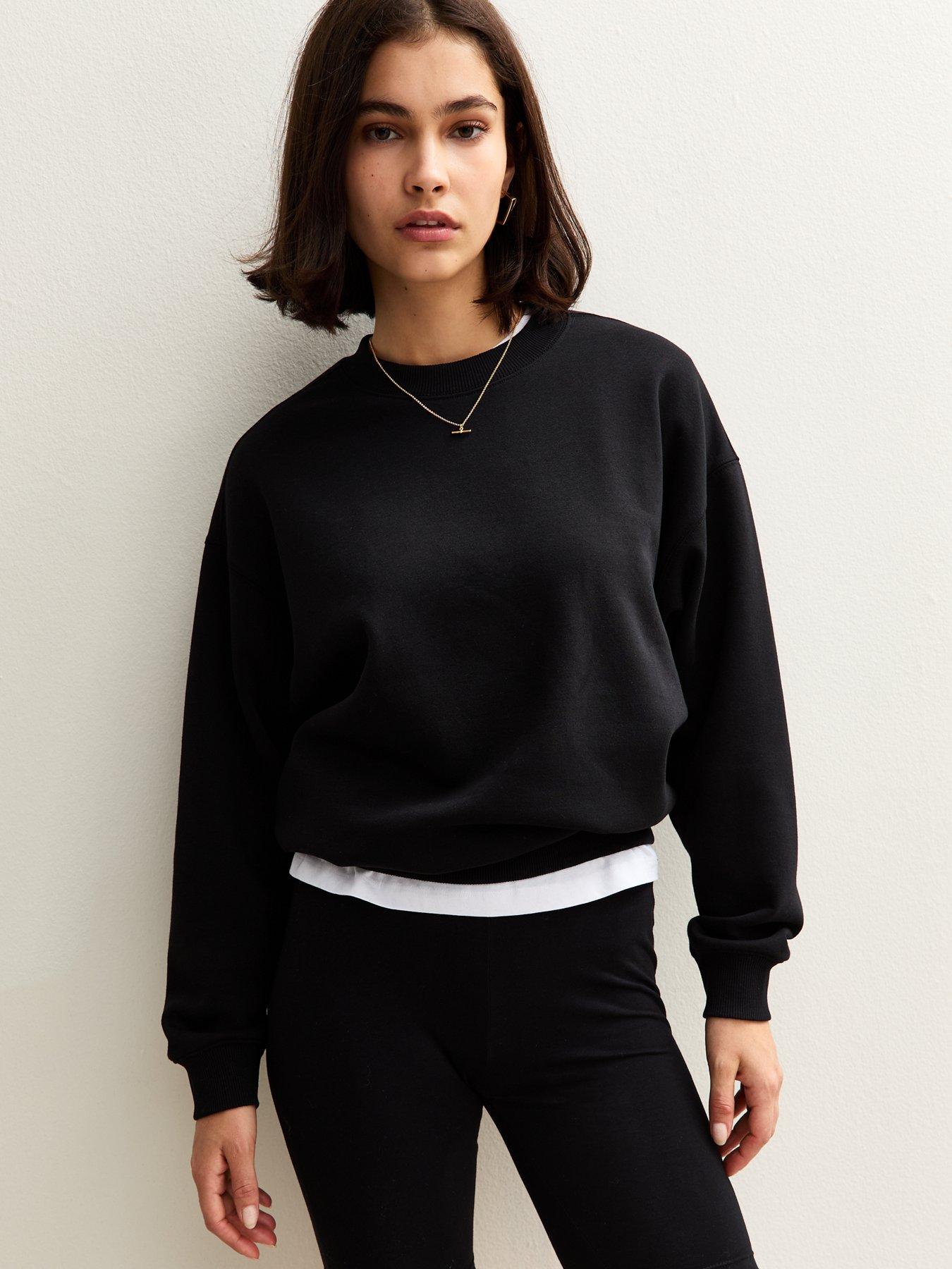 New Look Crew Neck Short Sweatshirt - Black