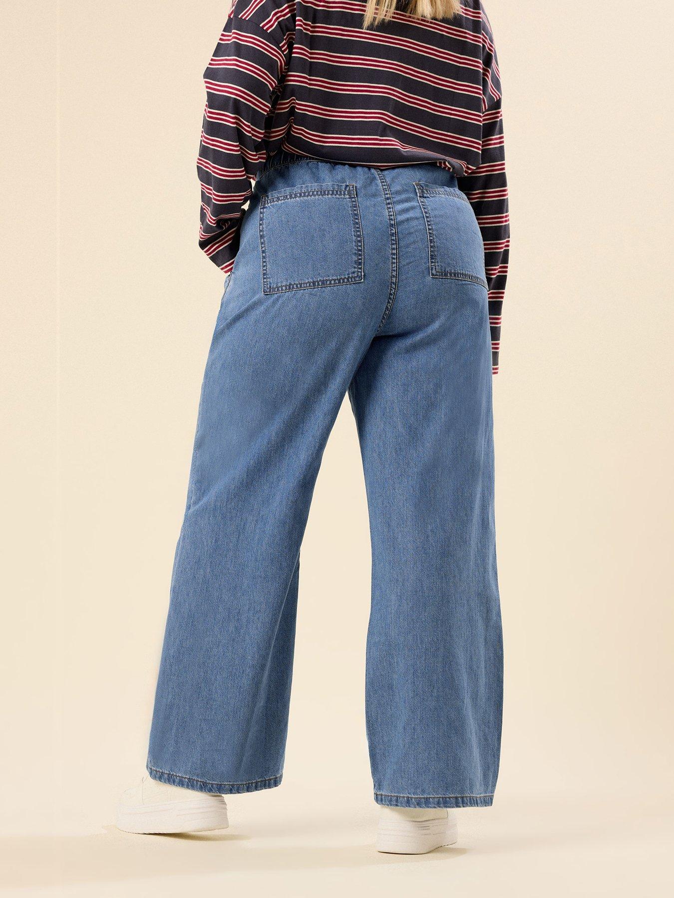 Image 2 of 4 of Yours Curve Wide Leg Seam Front Jean - Blue