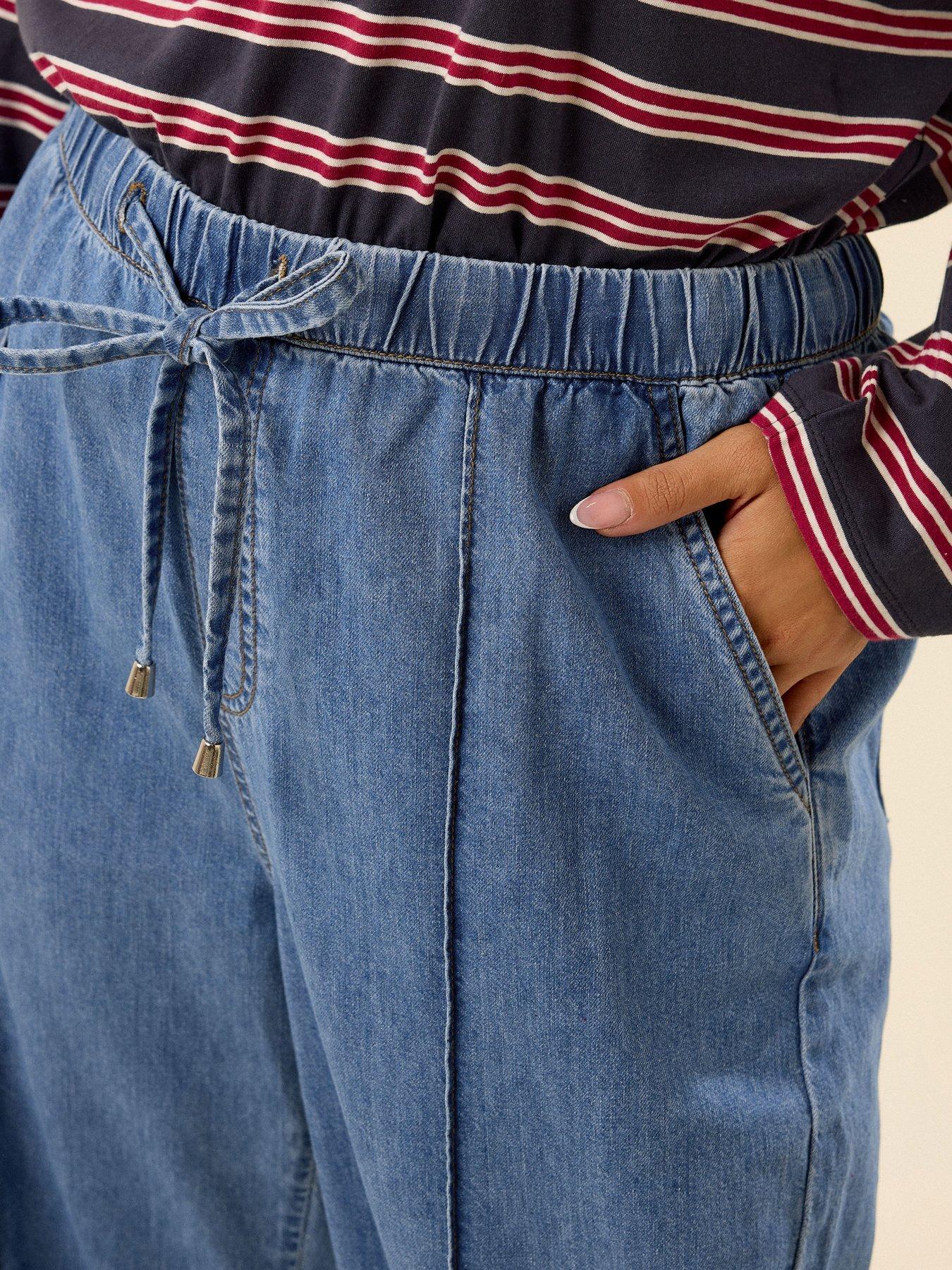 Image 4 of 4 of Yours Curve Wide Leg Seam Front Jean - Blue