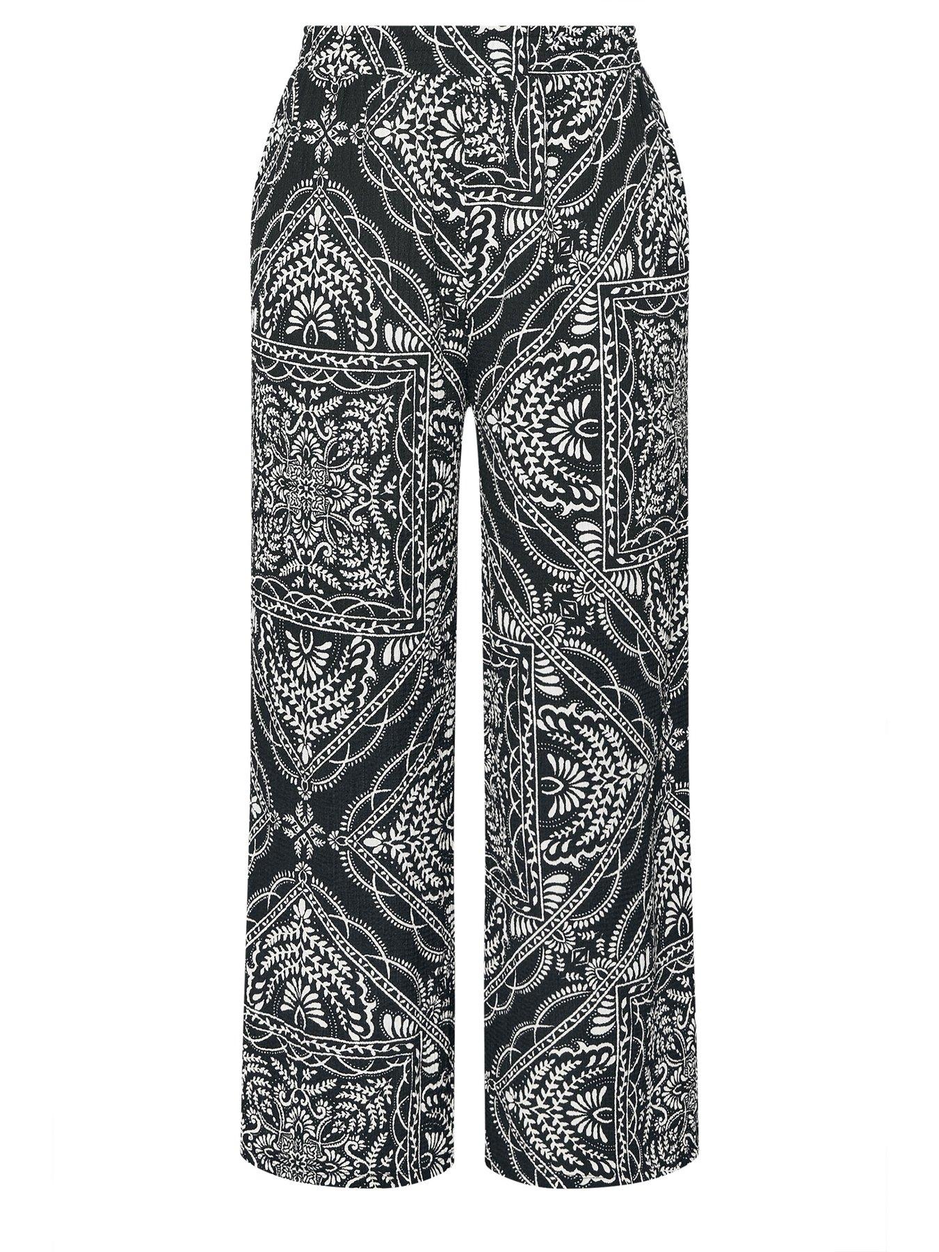 Image 5 of 5 of Yours Curve Crinkle Wide Leg Trouser - Black