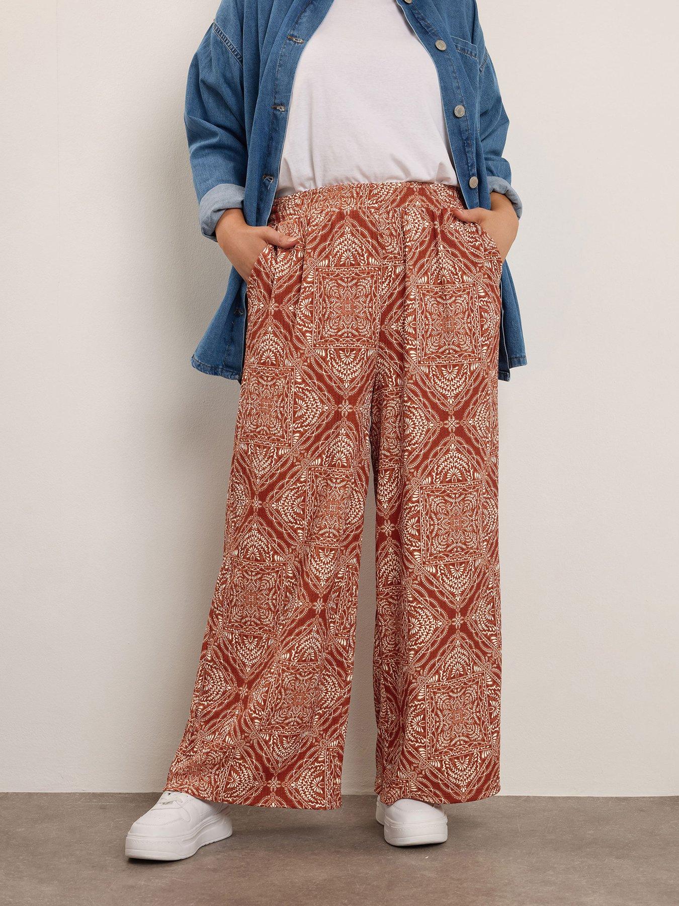 undefined Curve Crinkle Wide Leg Trouser - Brown