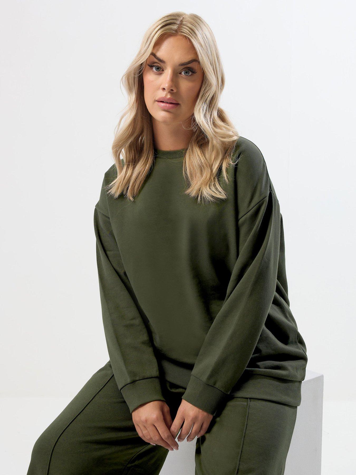 Image 1 of 5 of Yours Curve Crew Neck Sweatshirt - Green