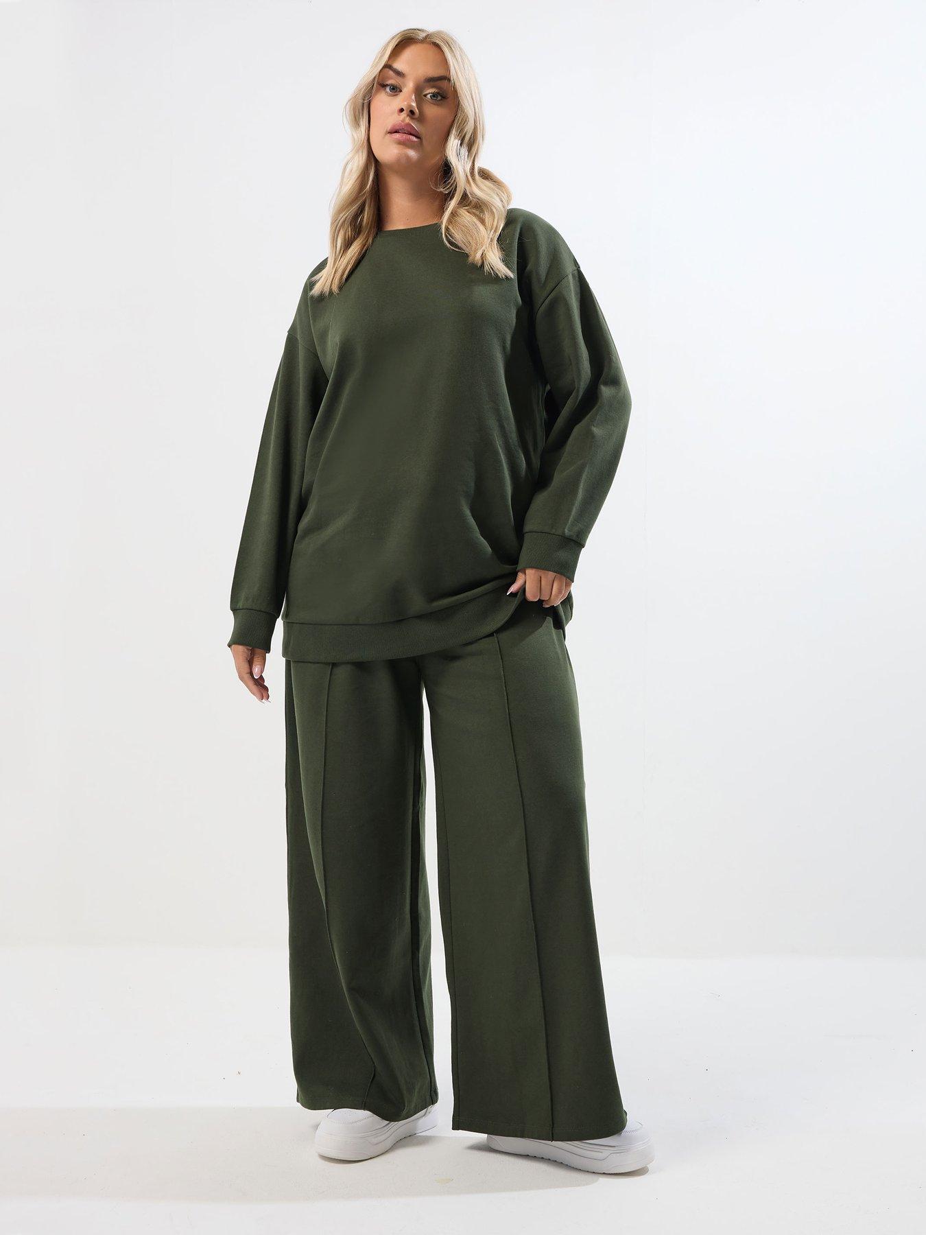 Image 3 of 5 of Yours Curve Crew Neck Sweatshirt - Green
