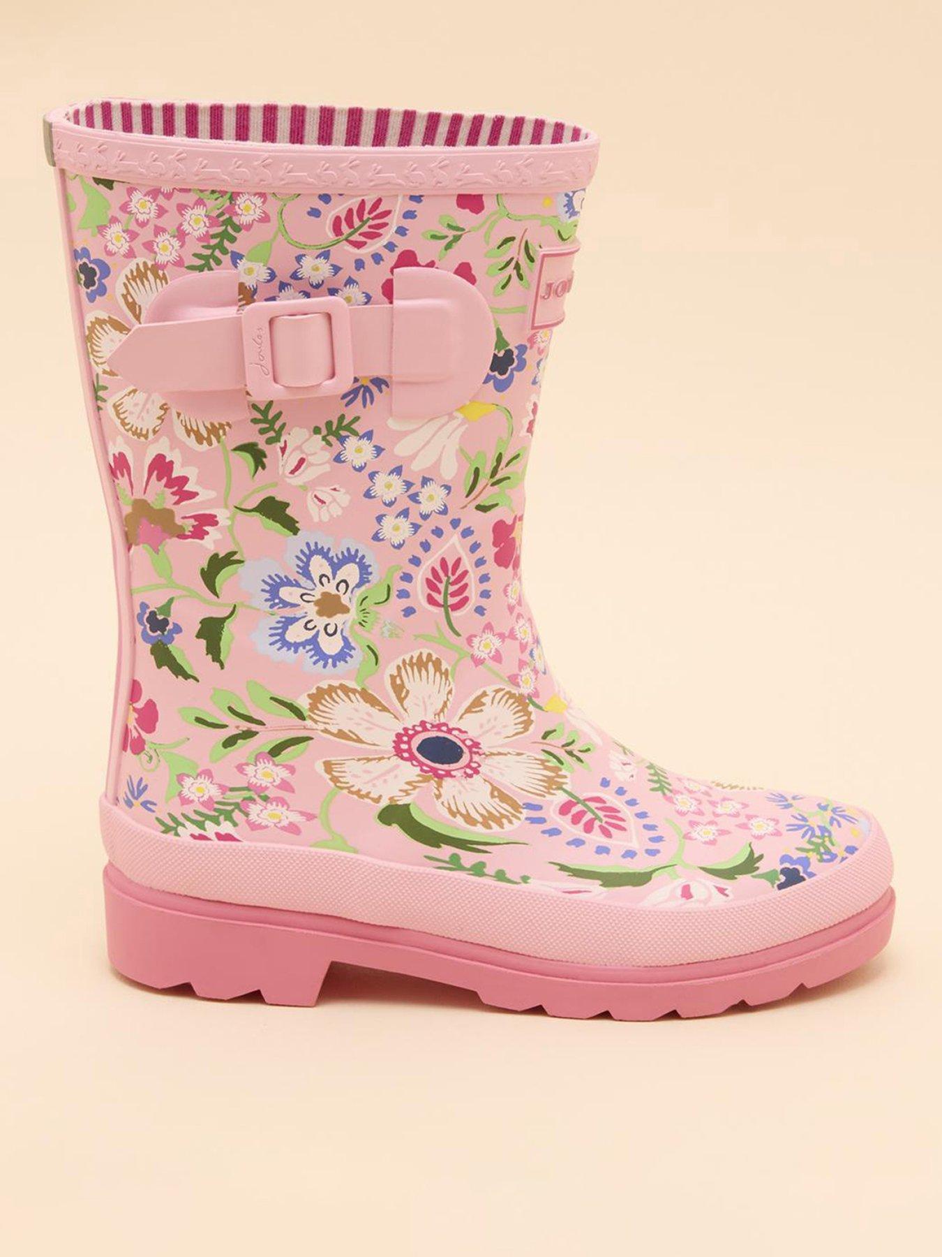 undefined Girls Floral Printed Wellies - Pink