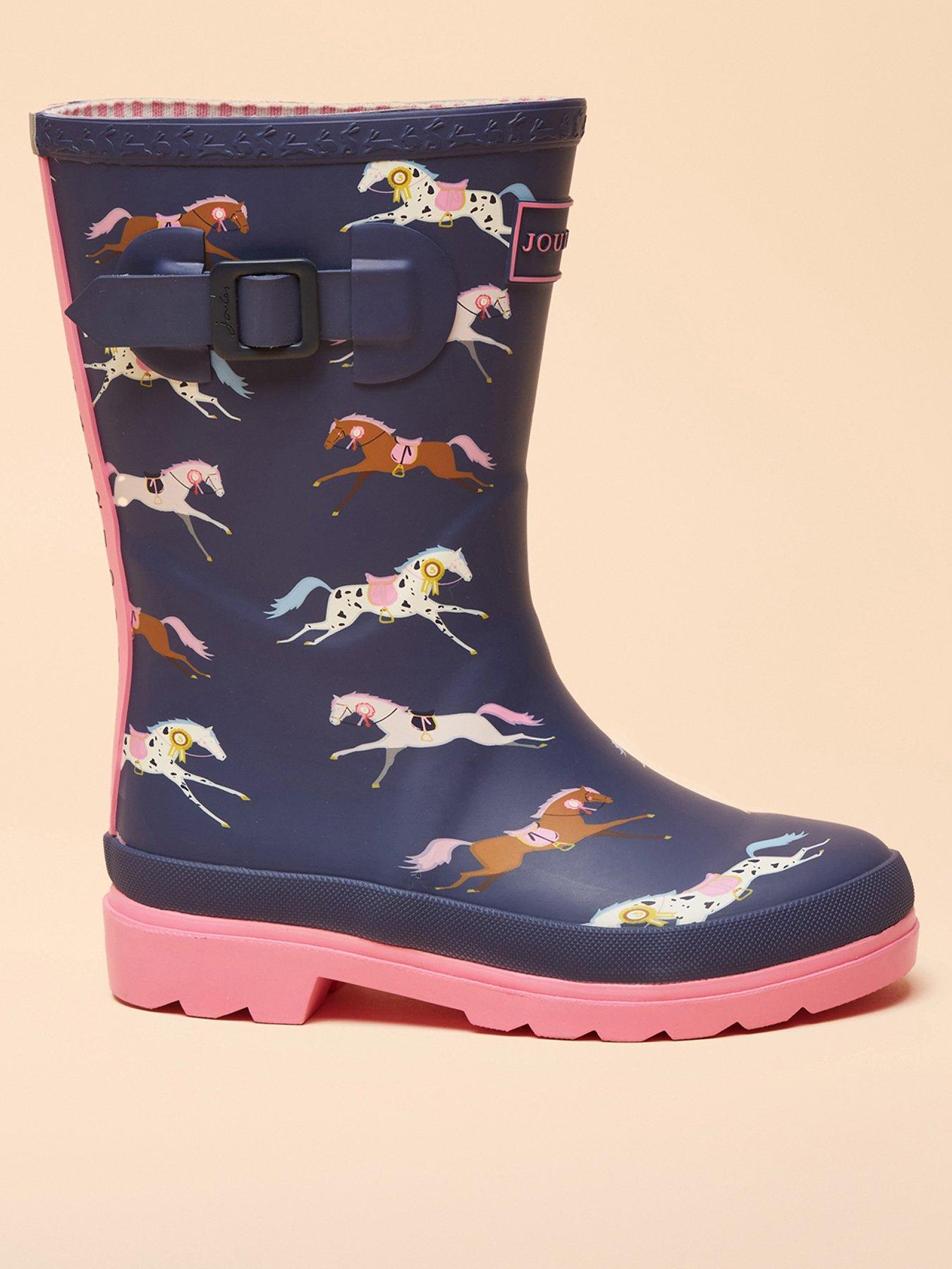 undefined Girls Horse Printed Wellies - Navy
