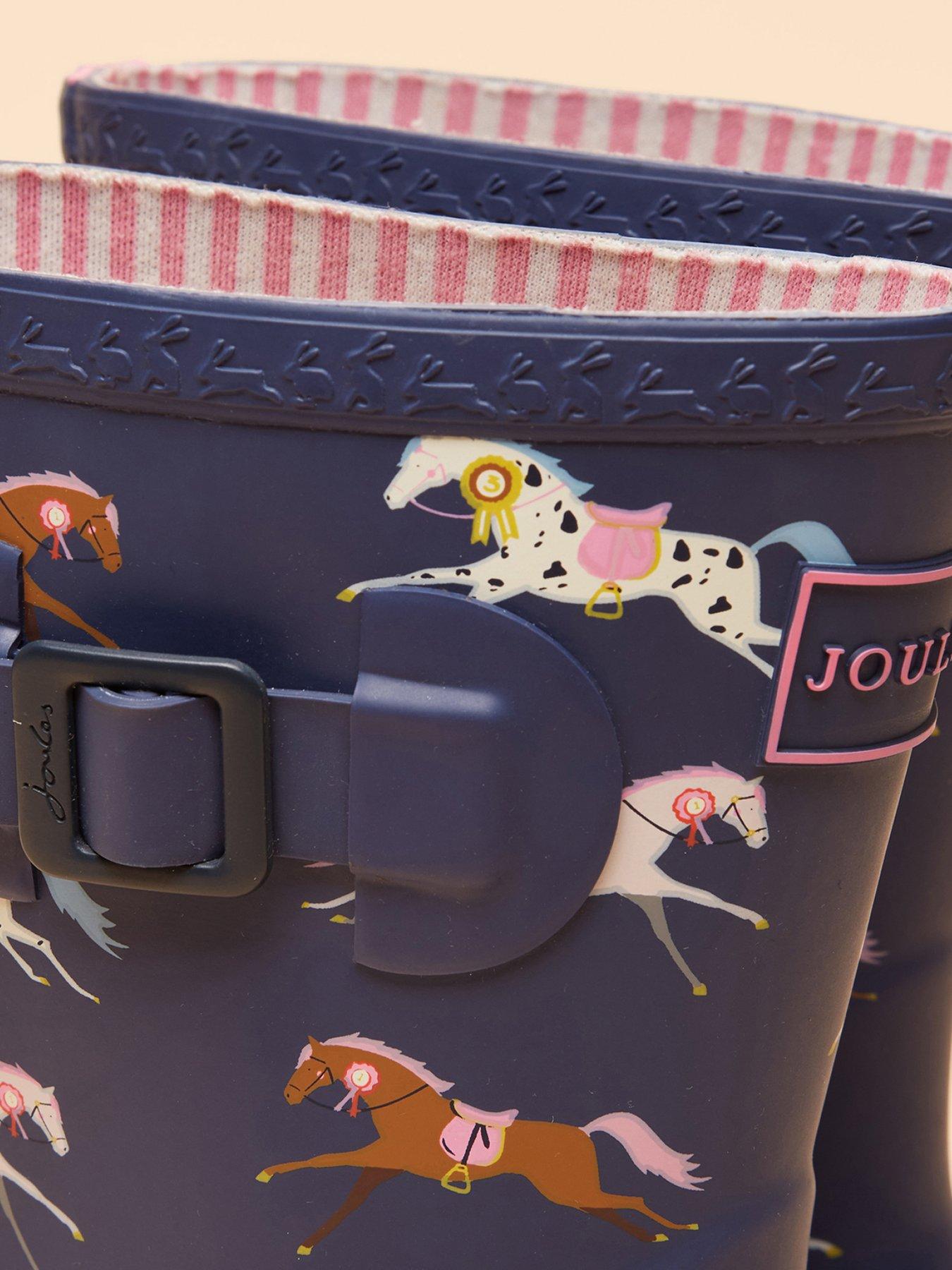 Image 4 of 6 of Joules Girls Horse Printed Wellies - Navy
