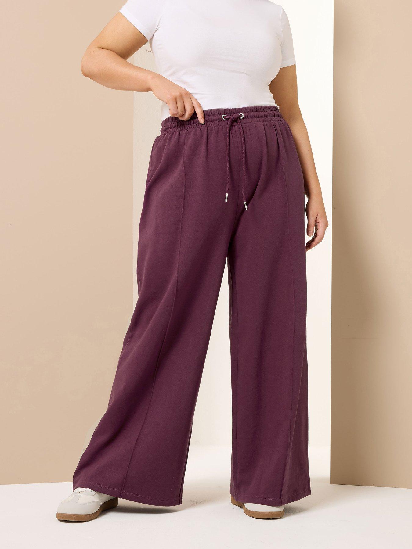 yours-curve-wide-leg-jogger-burgundy-red