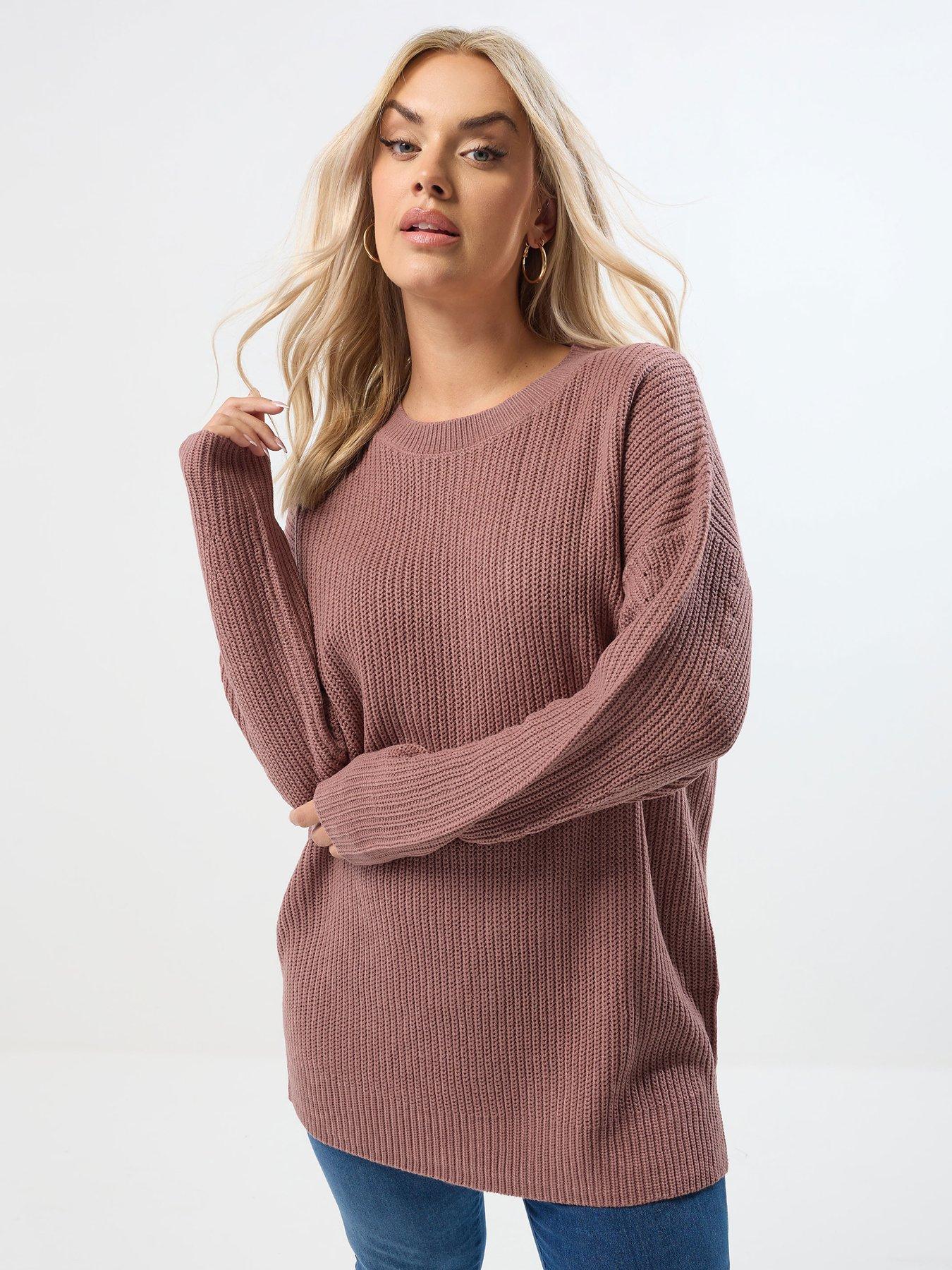 undefined Curve Drop Shoulder Jumper - Pink