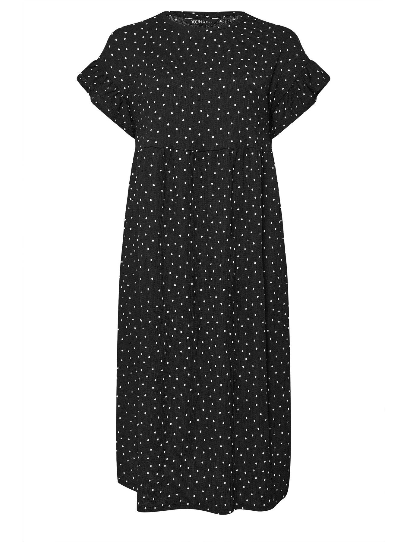 Image 5 of 5 of Yours Curve Frill Sleeve Midaxi Dress - Black