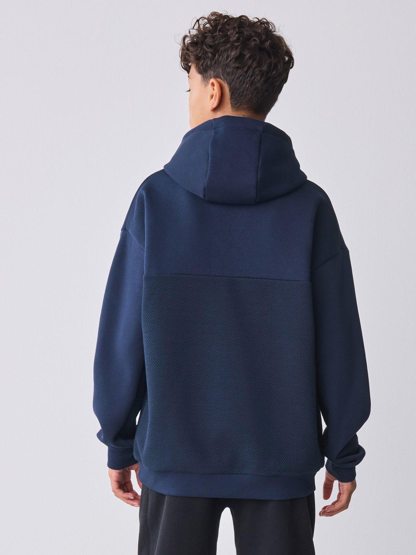  image of ted-baker-older-boys-quilted-hoodie-navy