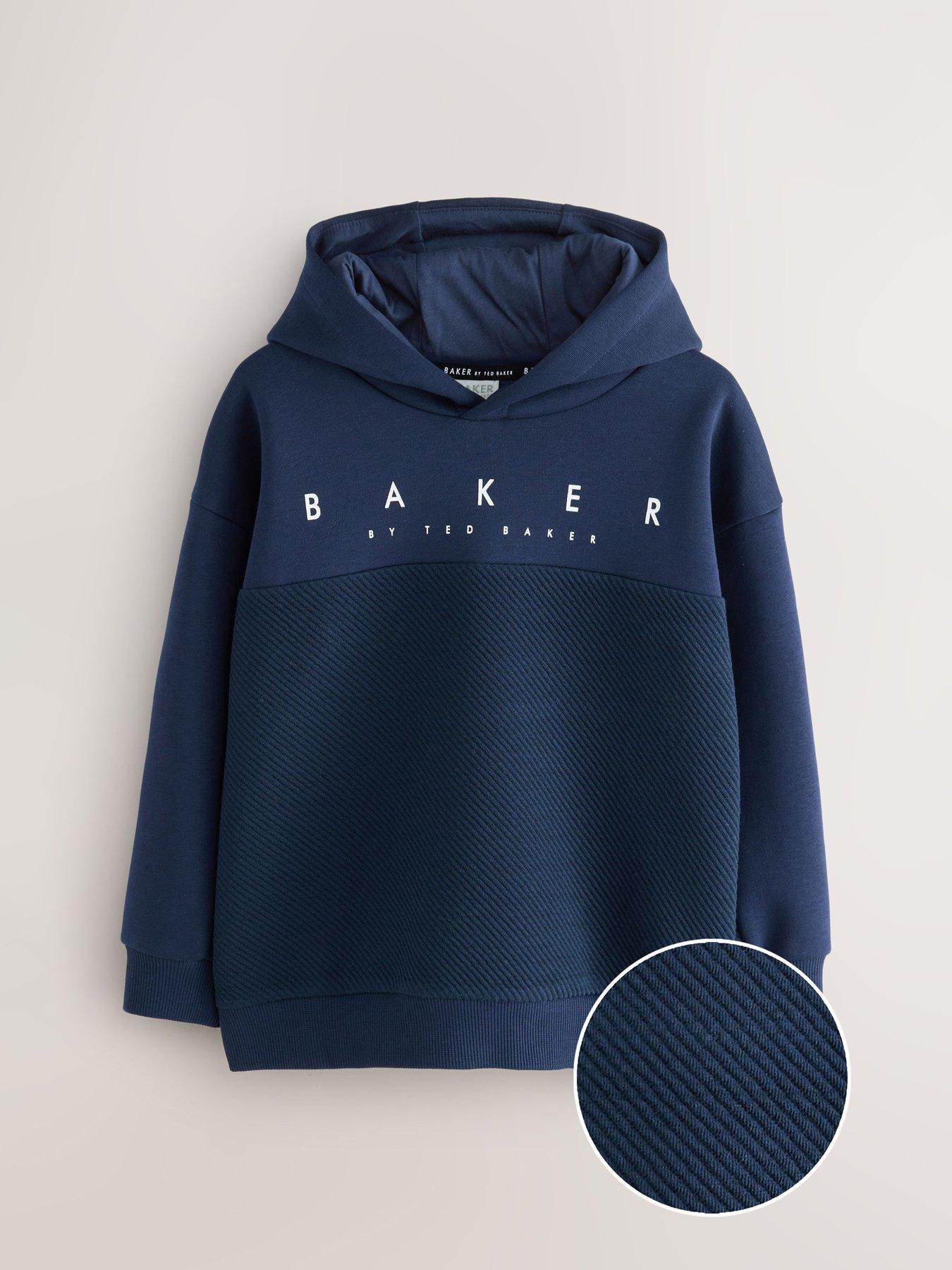  image of ted-baker-older-boys-quilted-hoodie-navy