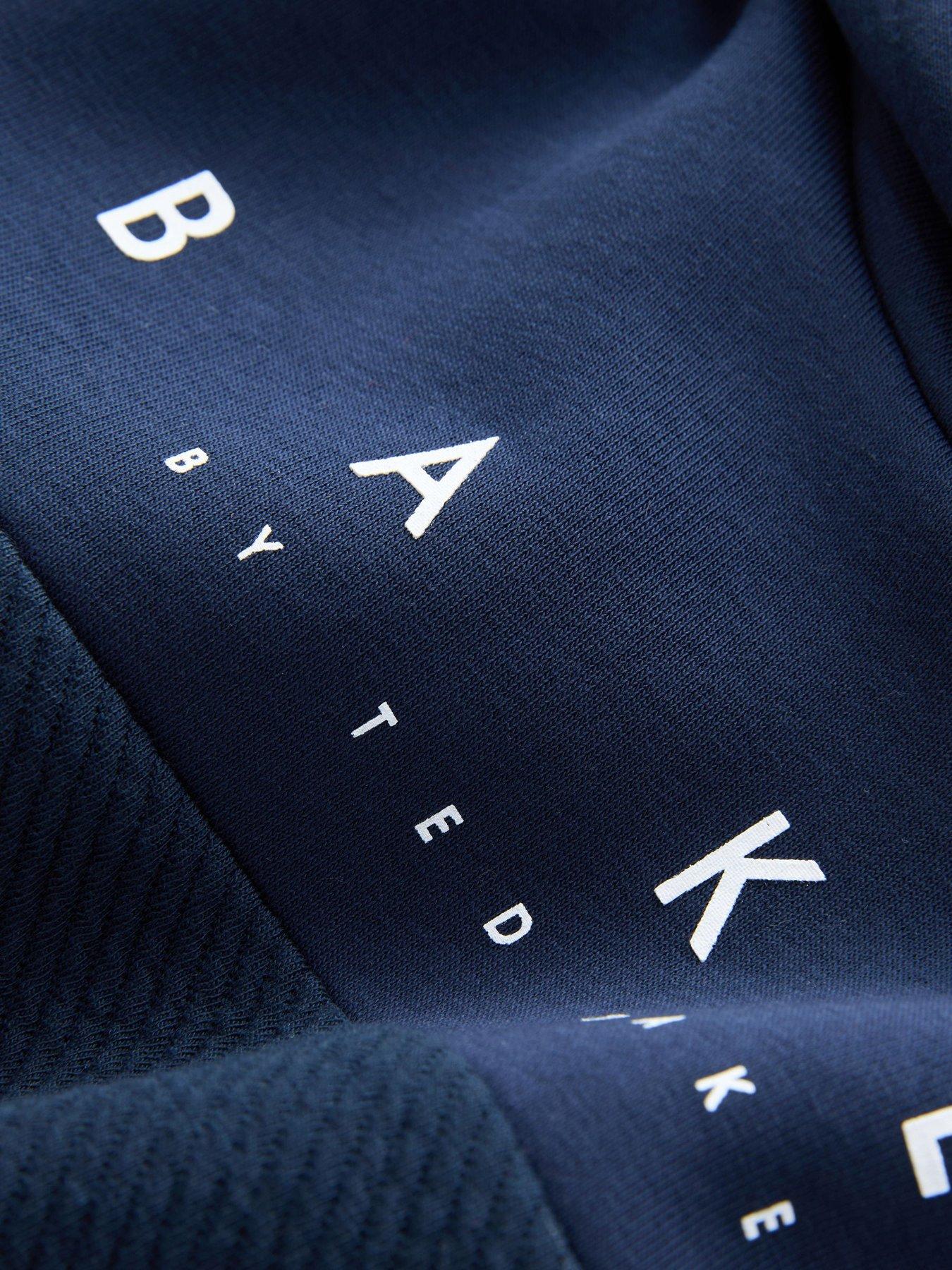  image of ted-baker-older-boys-quilted-hoodie-navy