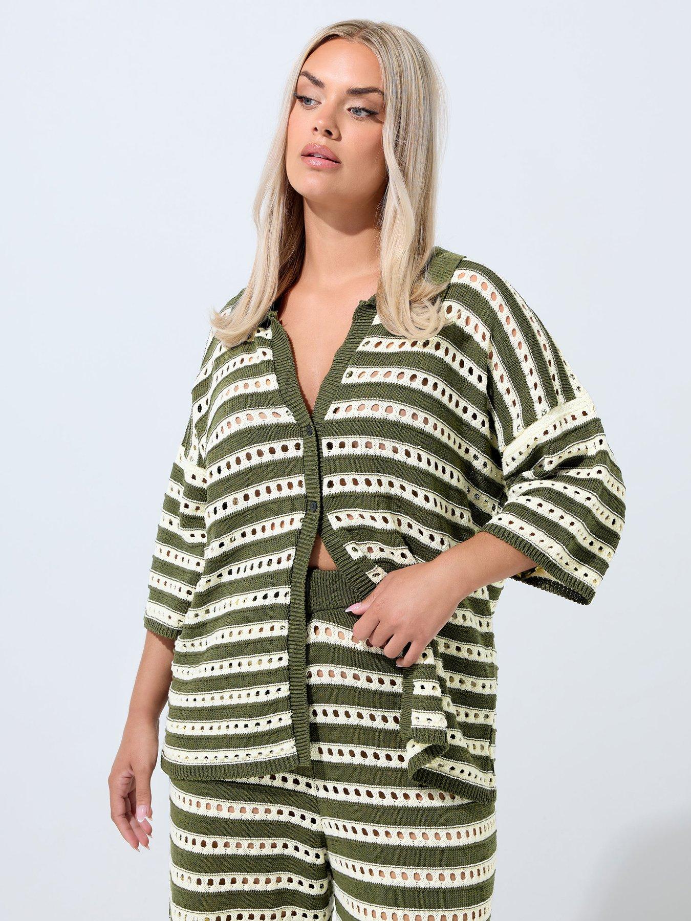 undefined Curve Knitted Shirt - Green