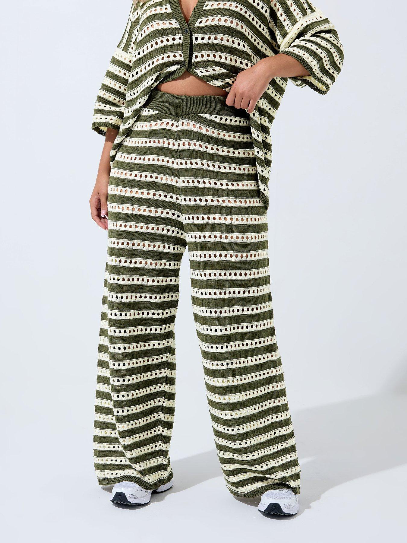 undefined Curve Knitted Trouser - Green