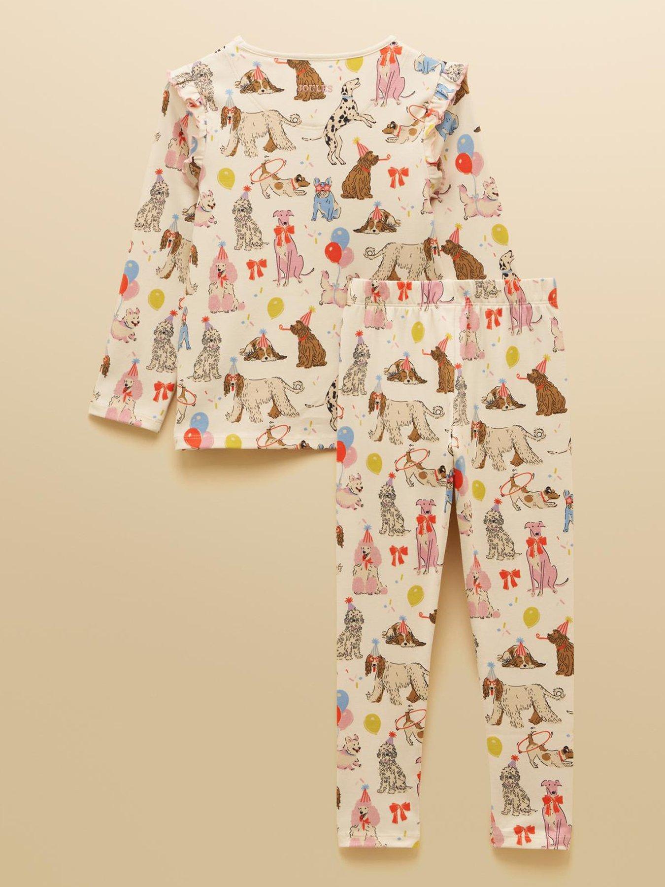 Image 2 of 6 of Joules Girls Dog Print Long Sleeve Pyjamas - Cream