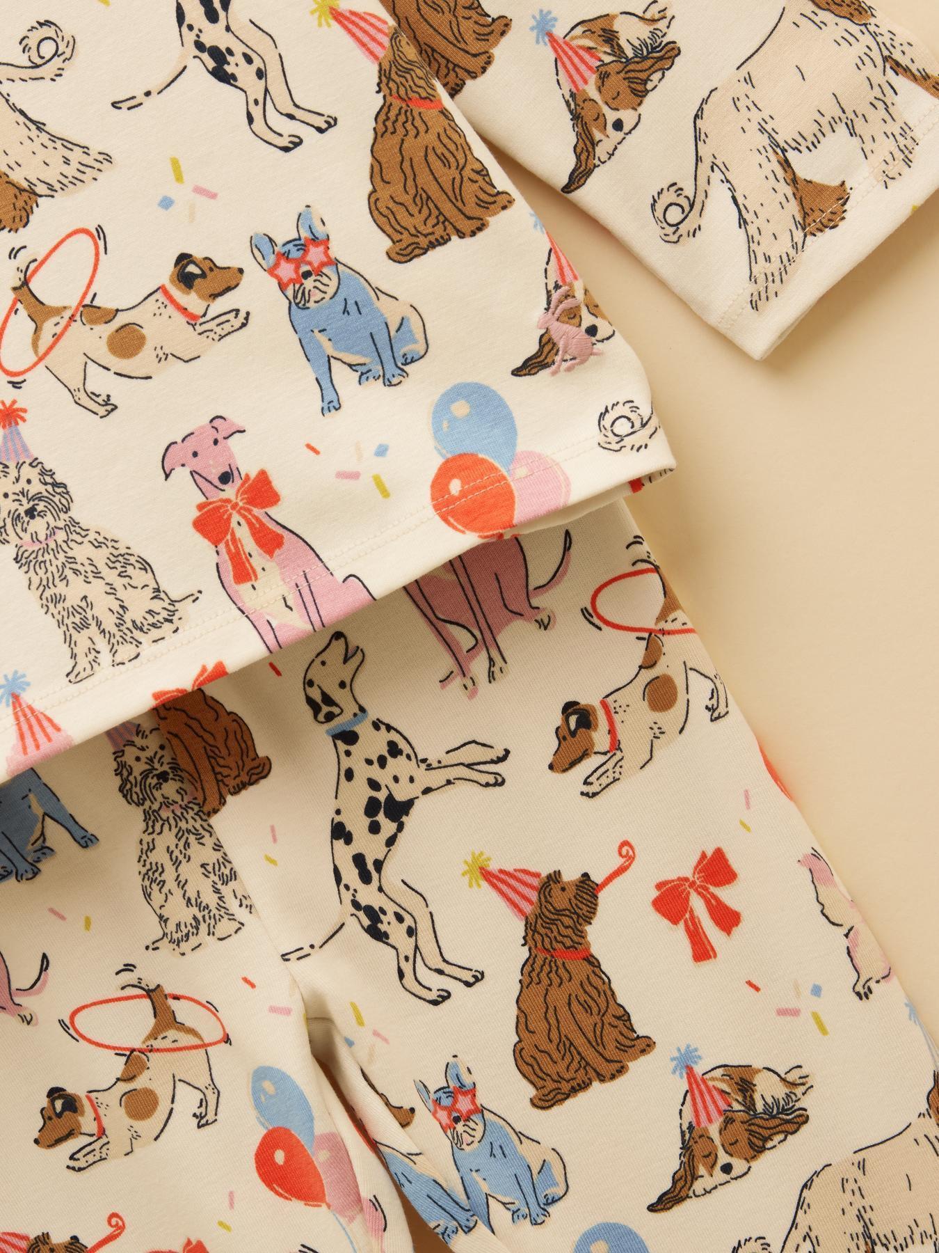 Image 3 of 6 of Joules Girls Dog Print Long Sleeve Pyjamas - Cream