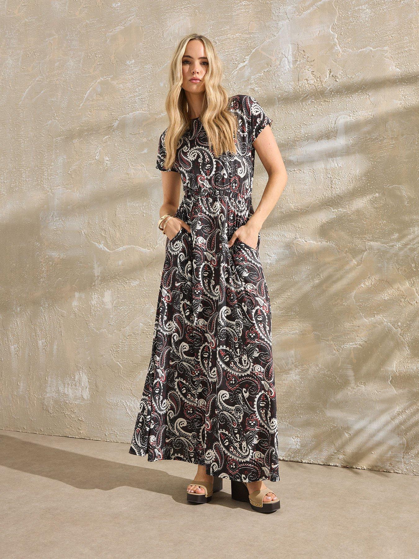 undefined Tall Paisley Maxi Dress - Black