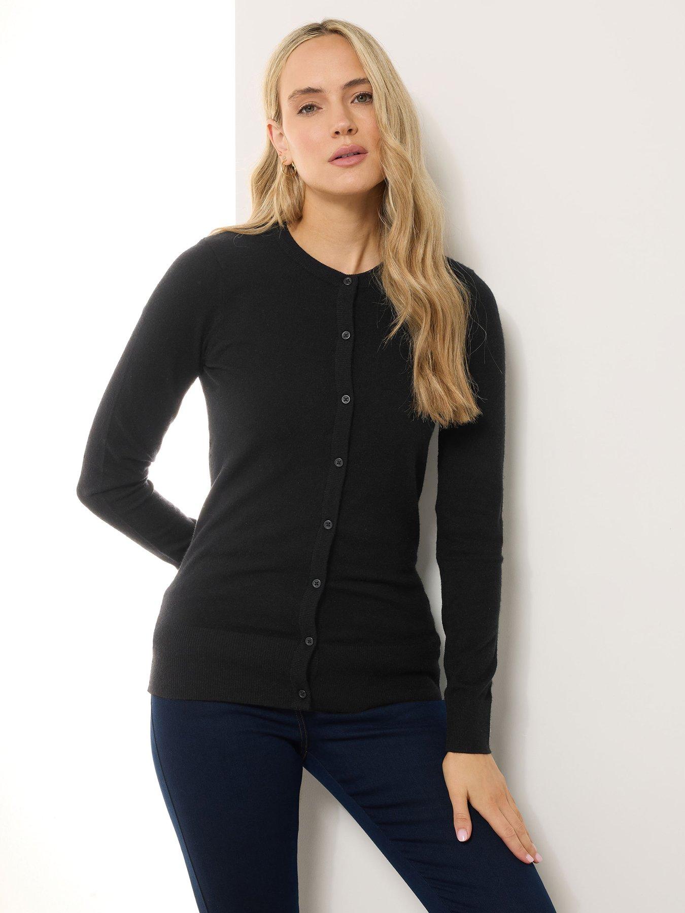 undefined Tall Crew Neck Cardigan - Black