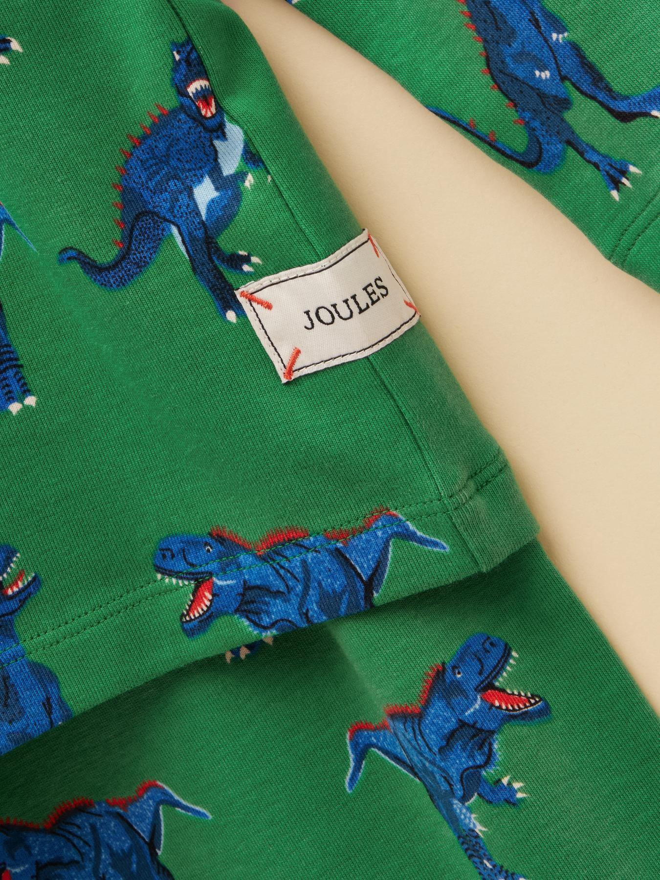  image of joules-boys-dino-print-long-sleeve-pyjamas-green