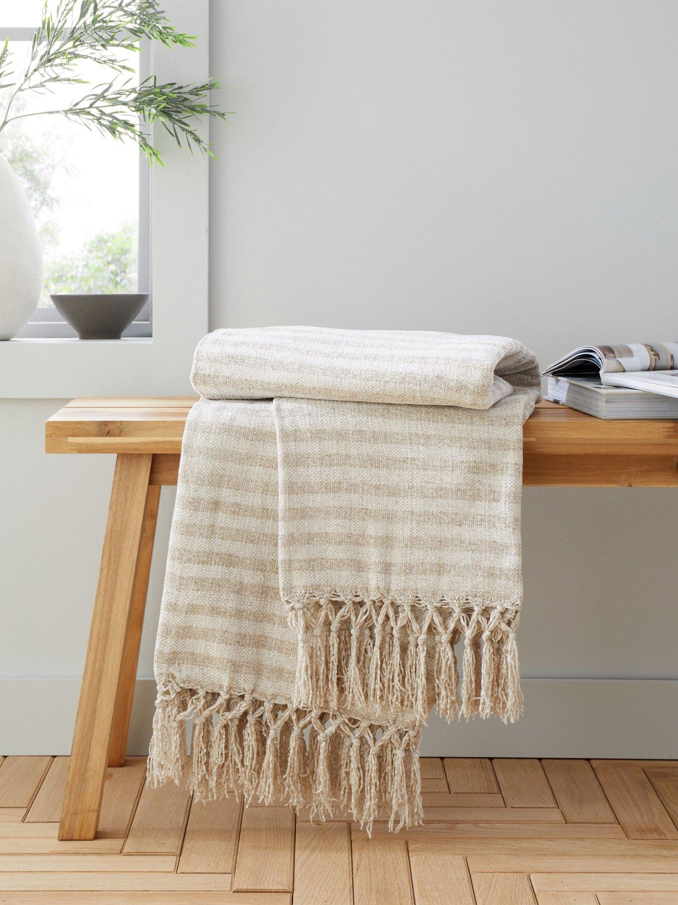 Image 1 of 5 of Catherine Lansfield Stripe Chenille Throw- 130x170cm