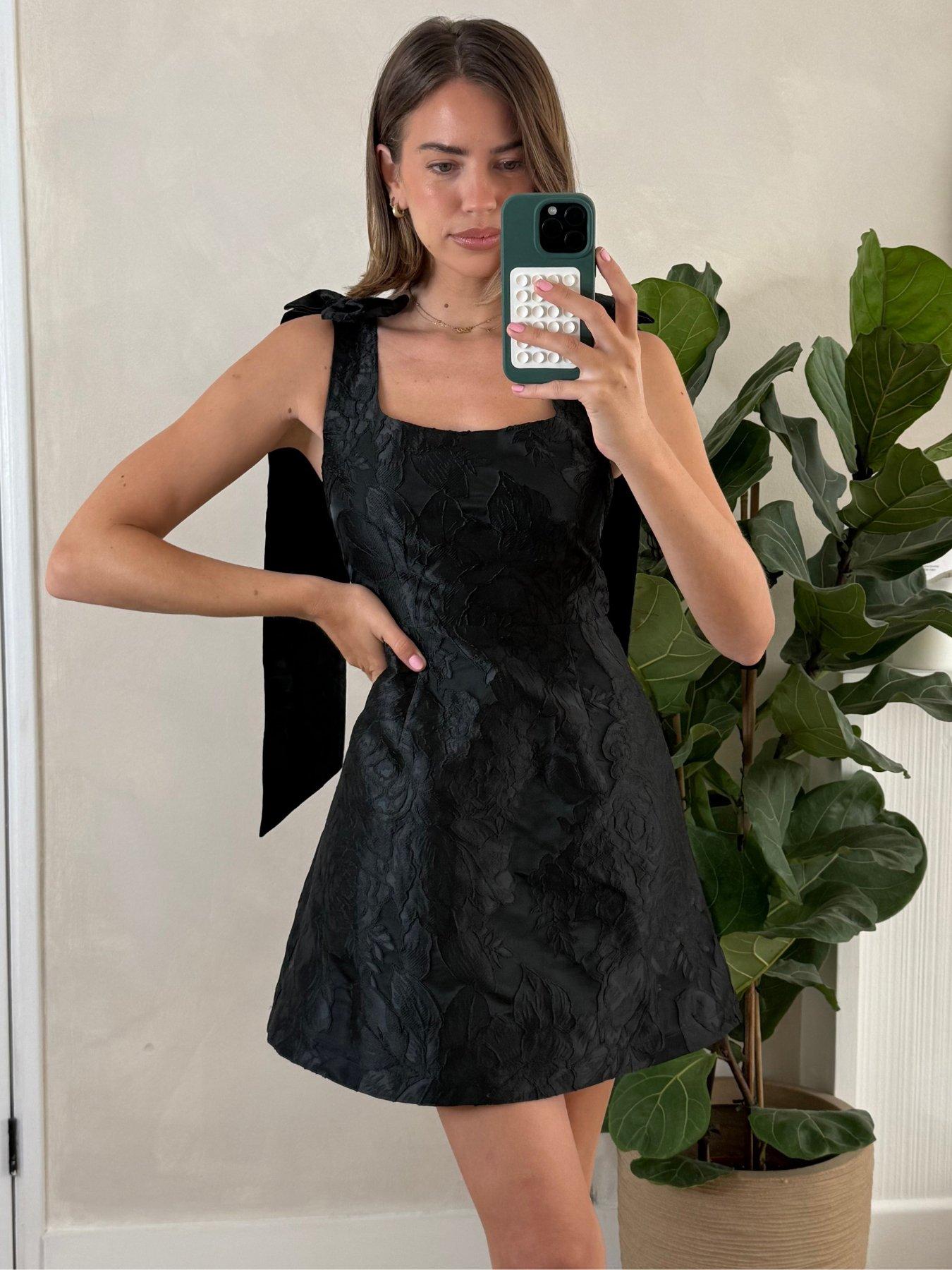 style-cheat-bow-jacquard-mini-dress-black