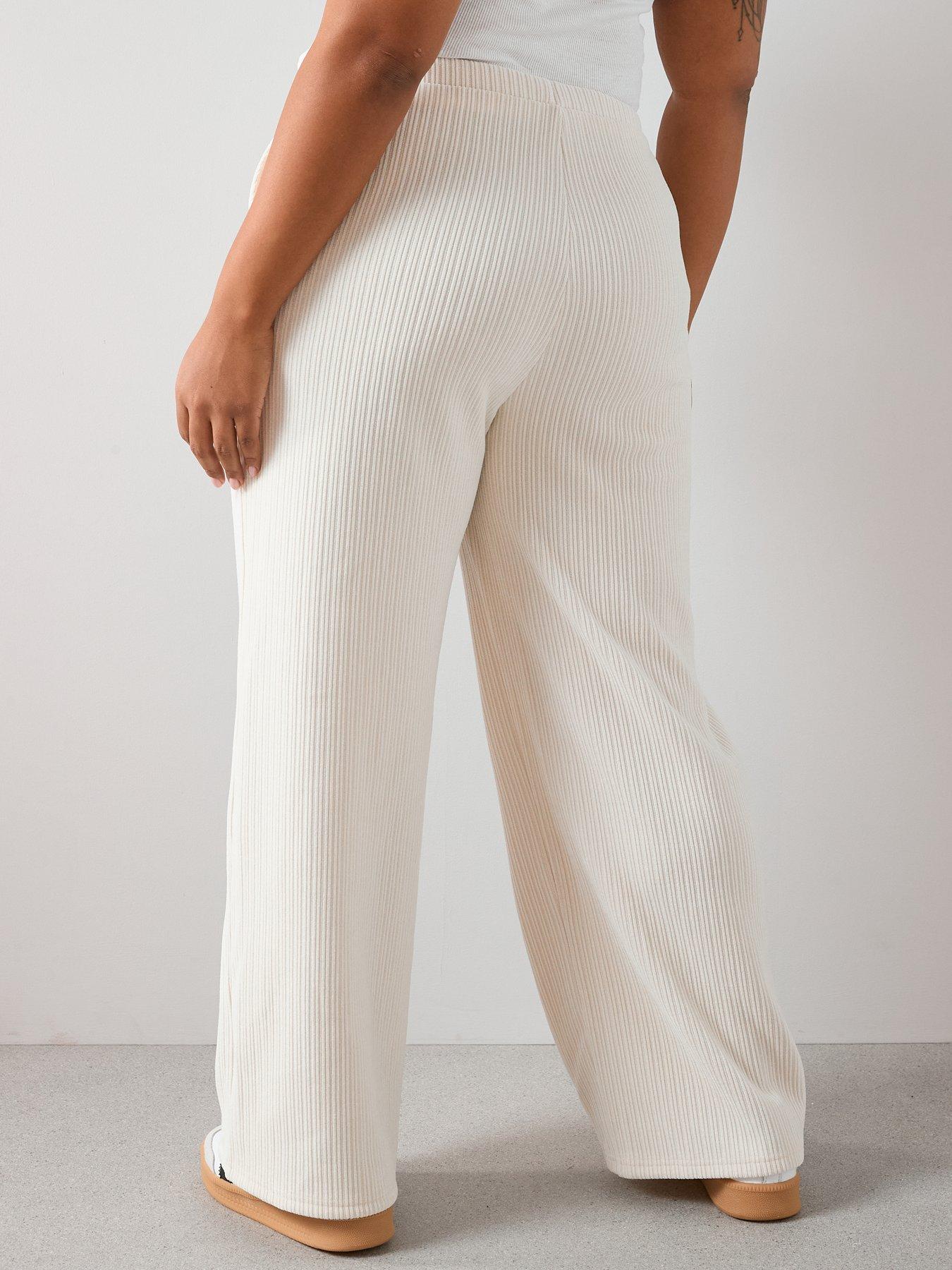 Image 2 of 6 of The Very Collection Curve Velour Rib Wide Leg Trouser - Cream